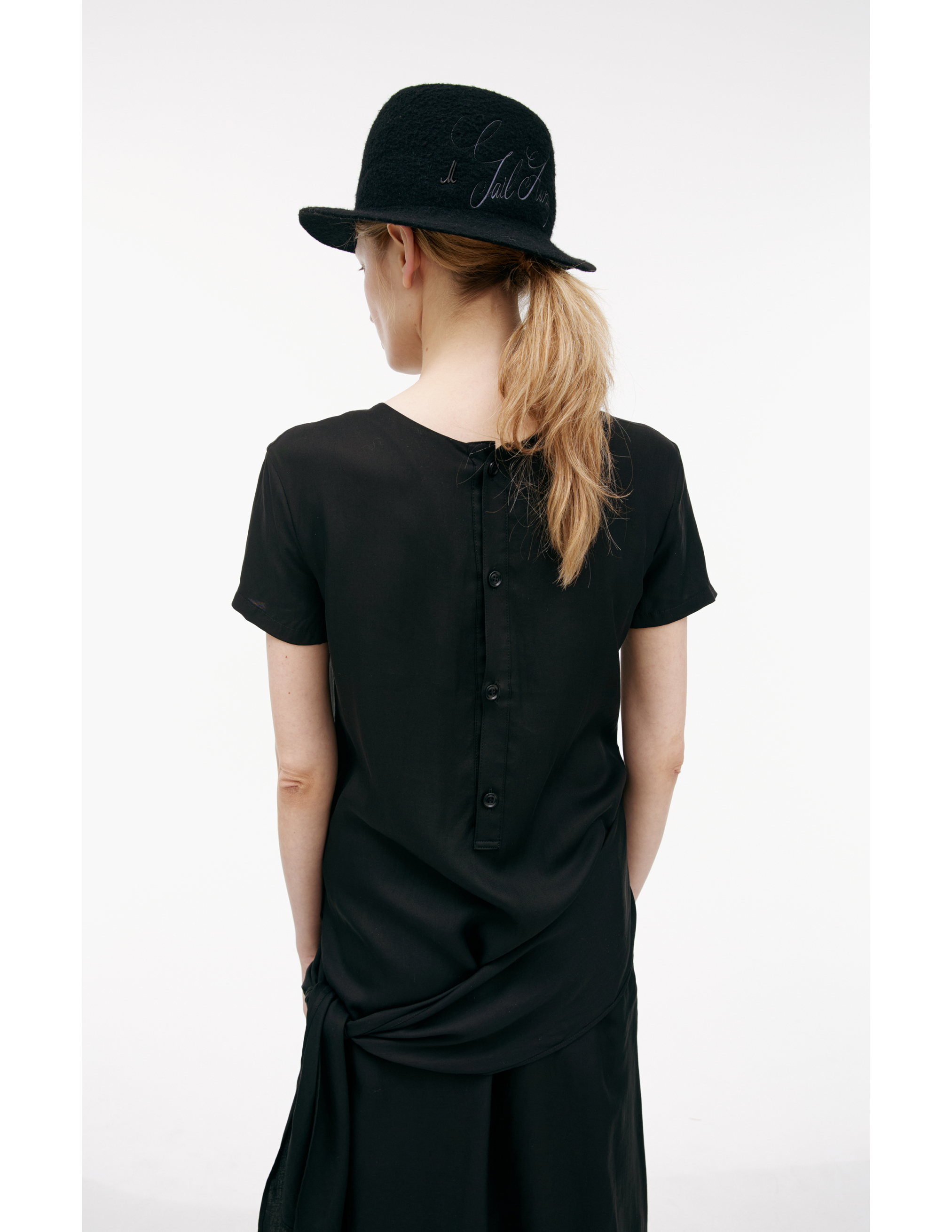 Y's Midi Dress With Buttons In Black