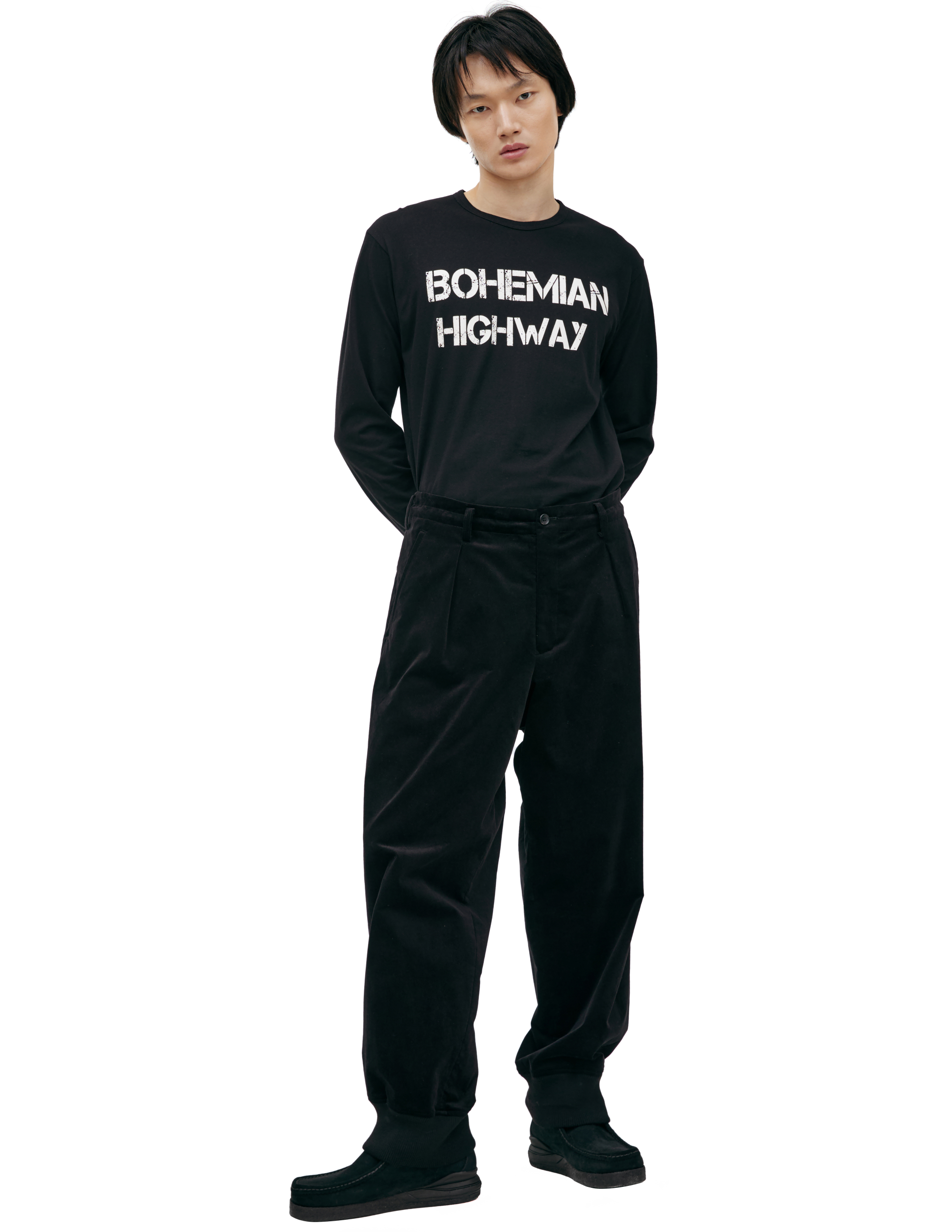 Yohji Yamamoto Tapered Corduroy Trousers In Black