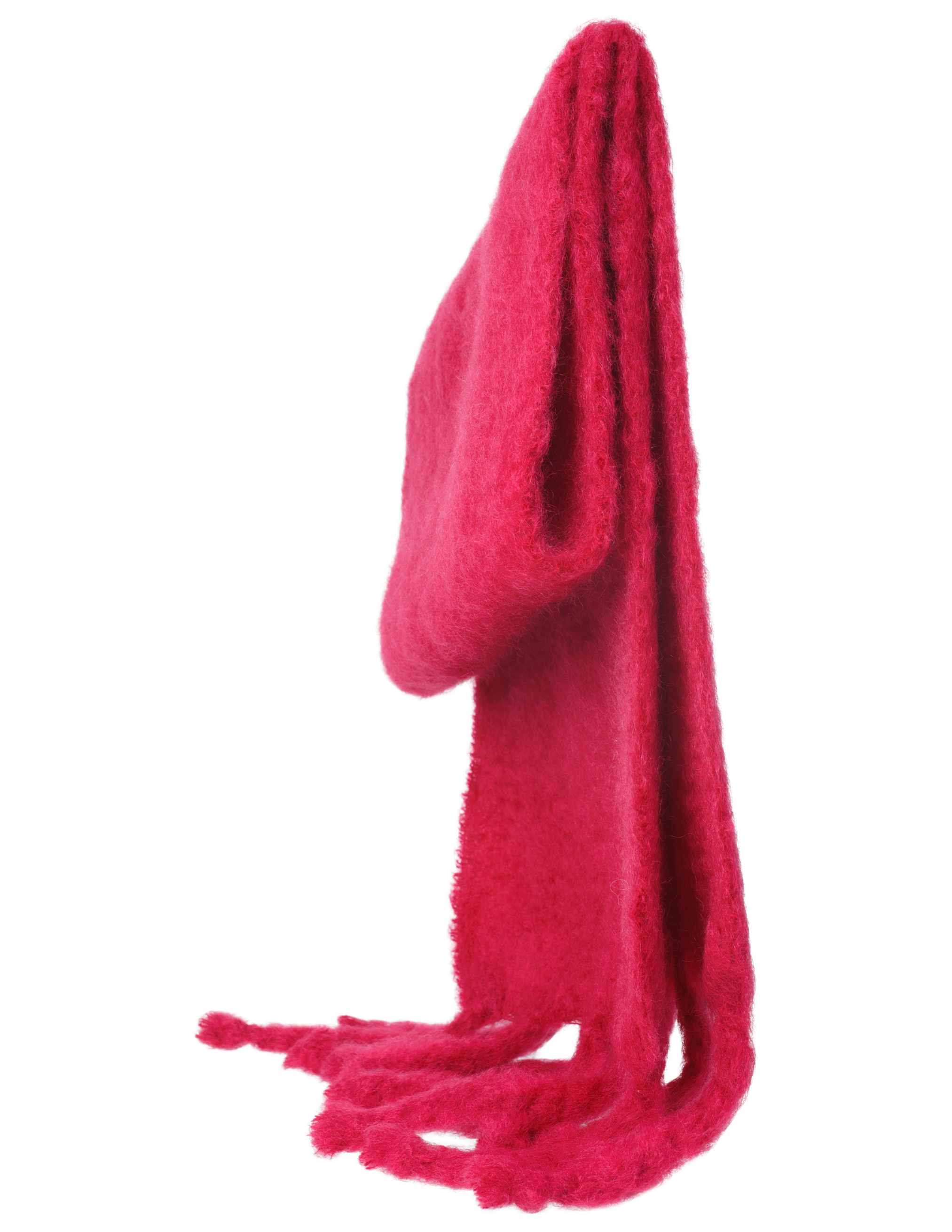 Shop Jil Sander Red Mohair Knitted Scarf