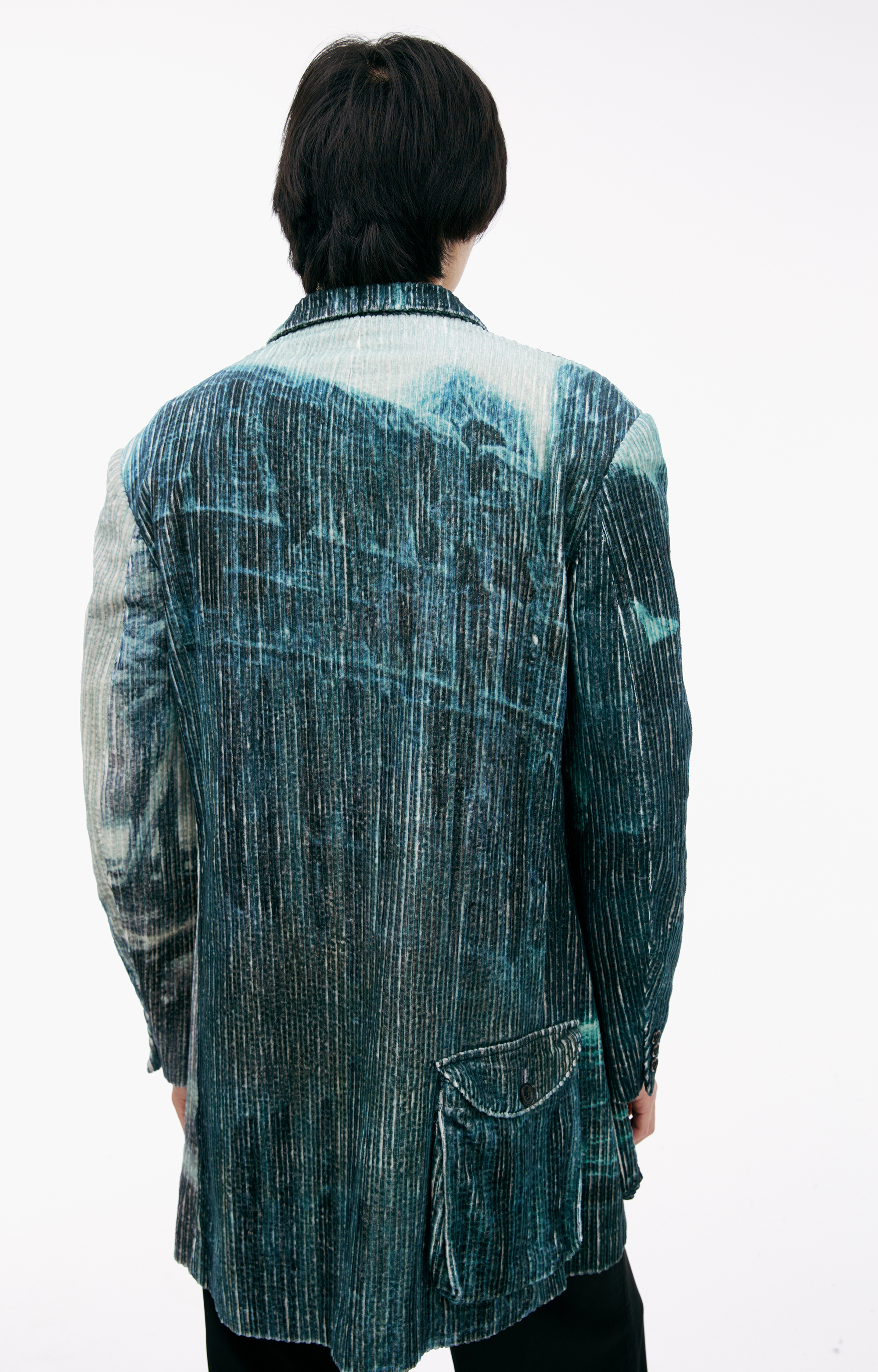 ボーイ F50 117.5×91.2㌢ Buy Yohji Yamamoto men green monoprint corduroy blazer for