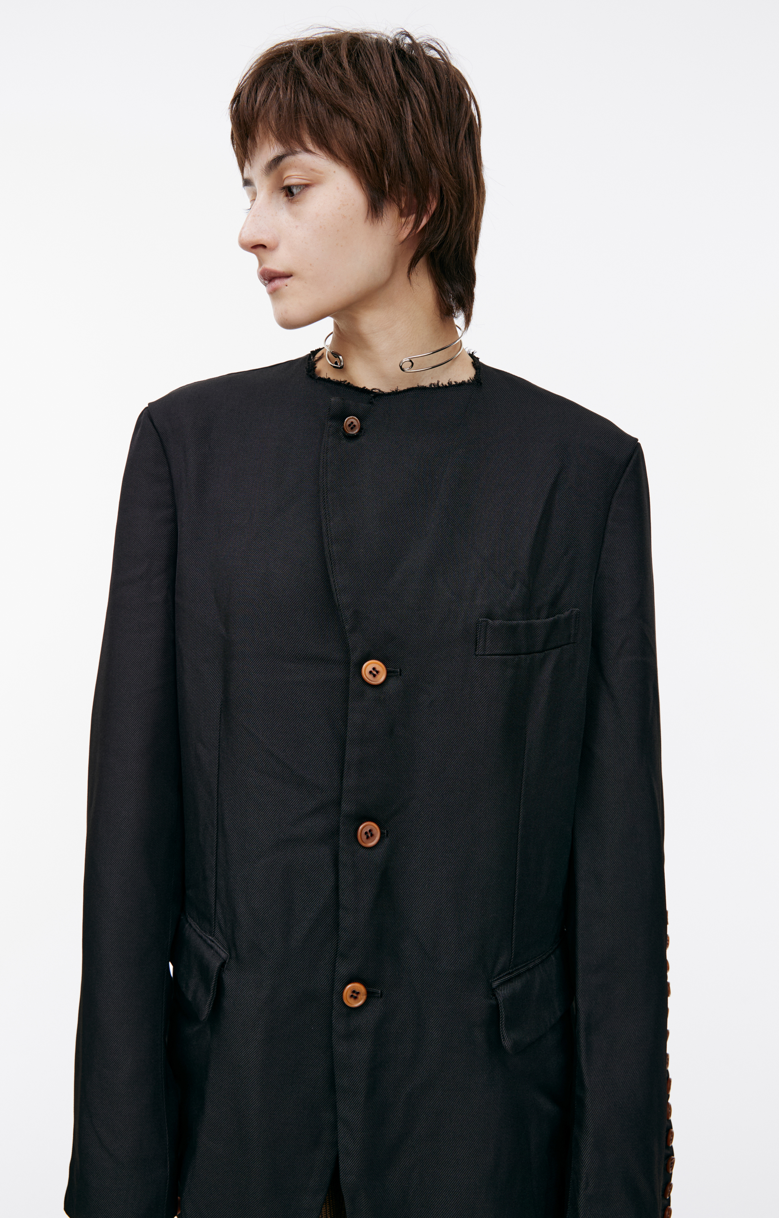 ジャケット Comme Des Garcons Nero Lana Chiusura Doppiopetto Con Bottoni Vintage Comme Des Garcons Homme Plus Evergreen 2006 A/W Wool
