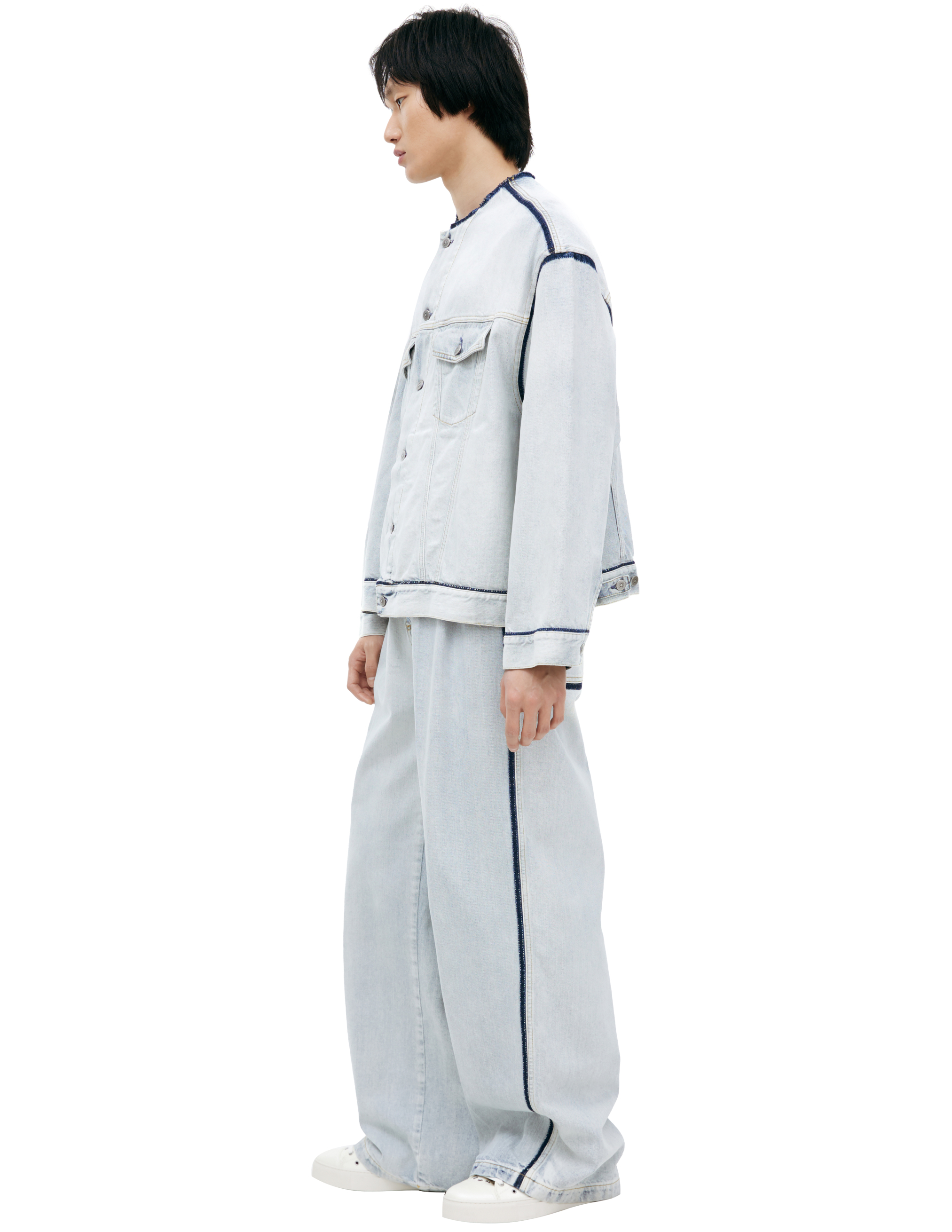 Maison Margiela Denim Jacket With Contrasting Seams In Blue