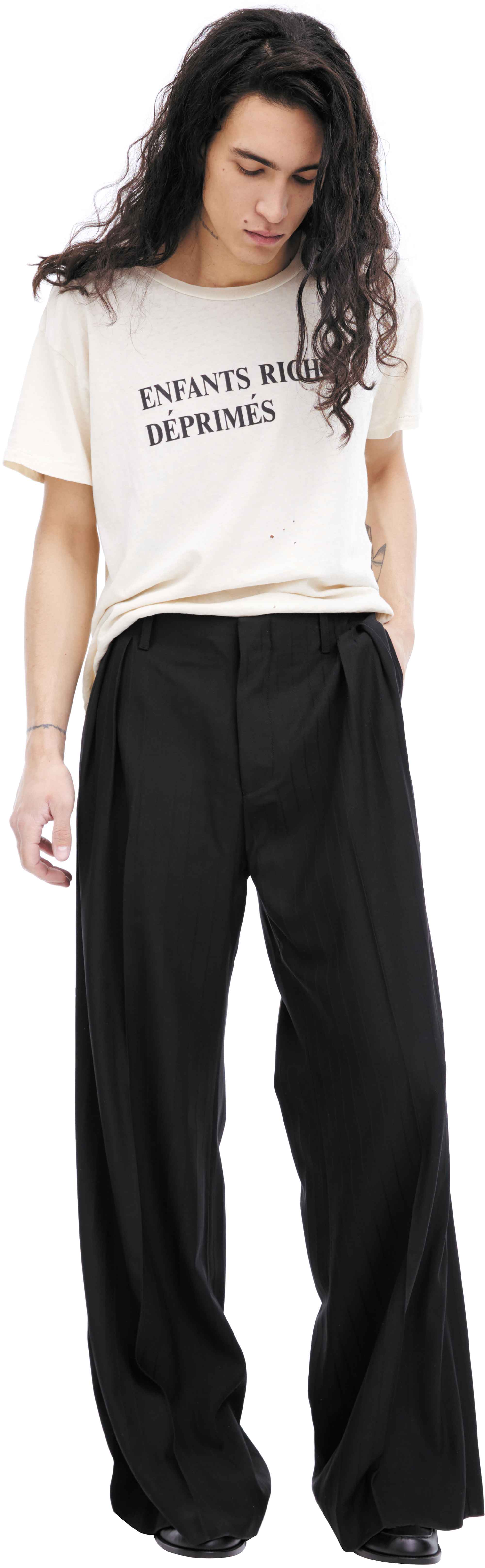 Buy Enfants Riches Déprimés men black wide stripped trousers for