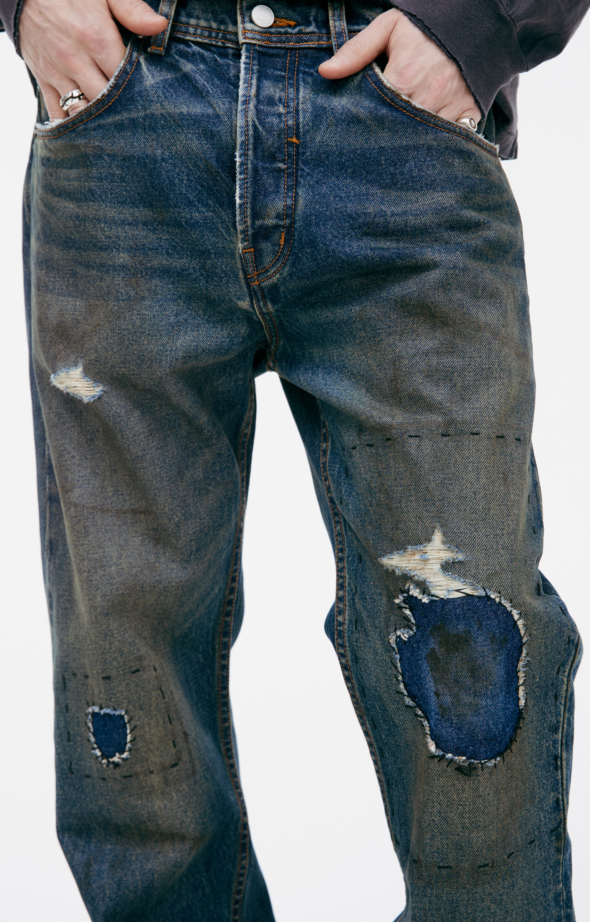 Buy Enfants Riches Déprimés men blue jeans with mud effect