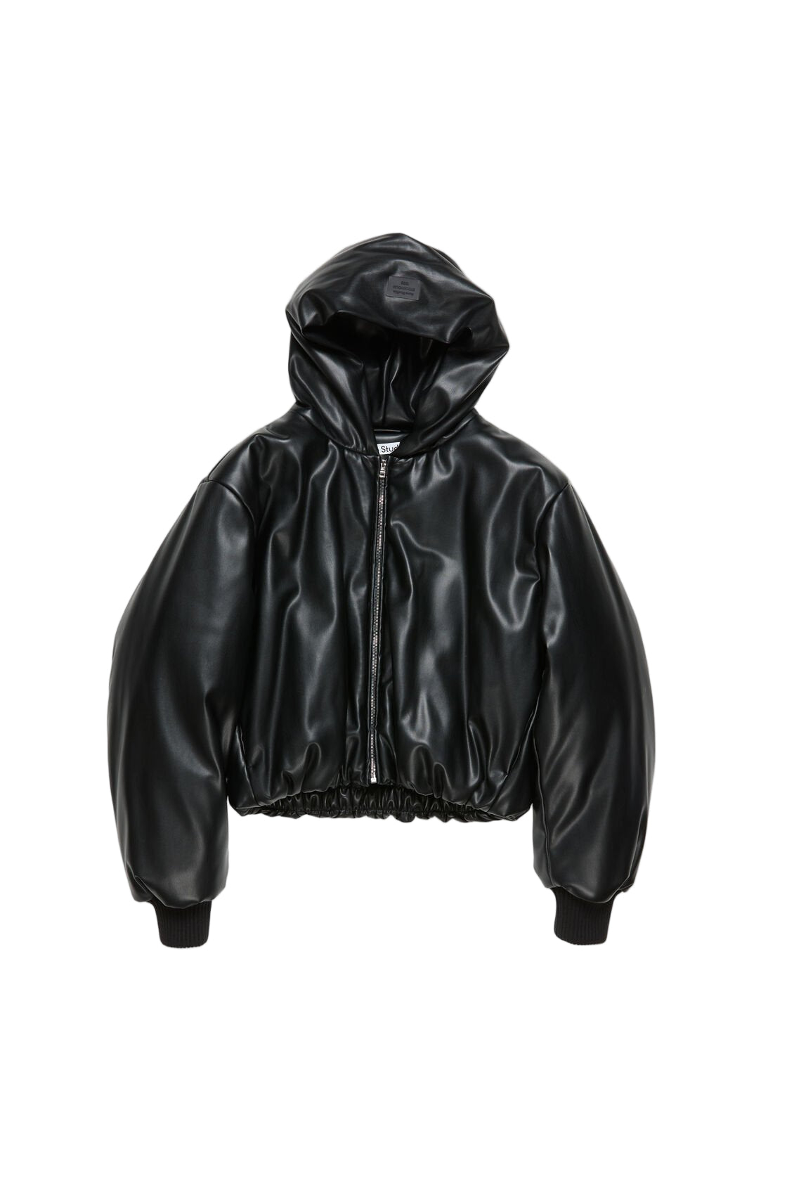 Acne Studios Hooded Faux Leather Jacket A90654le R In Black