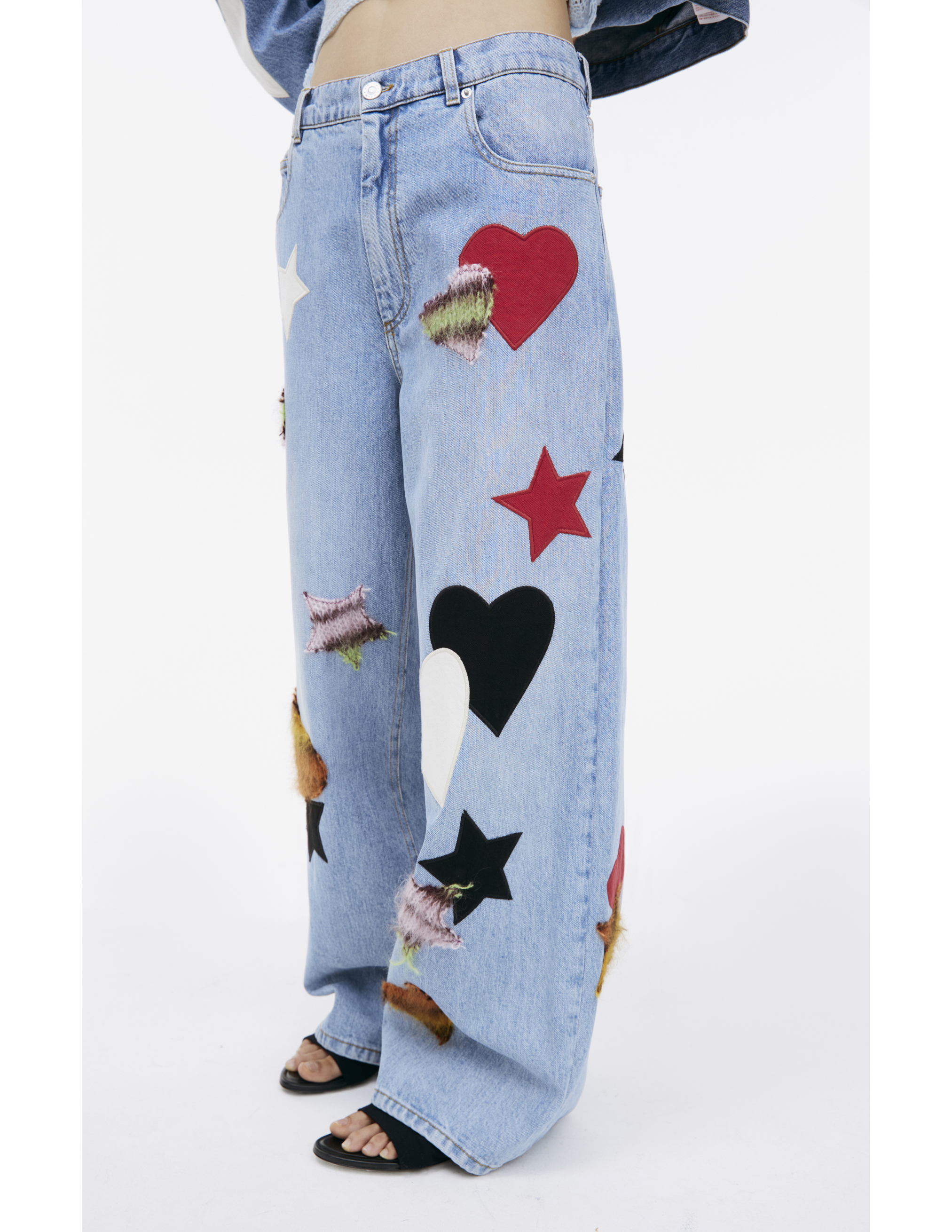 Shop Marni Straight Jeans With Patches In Blue