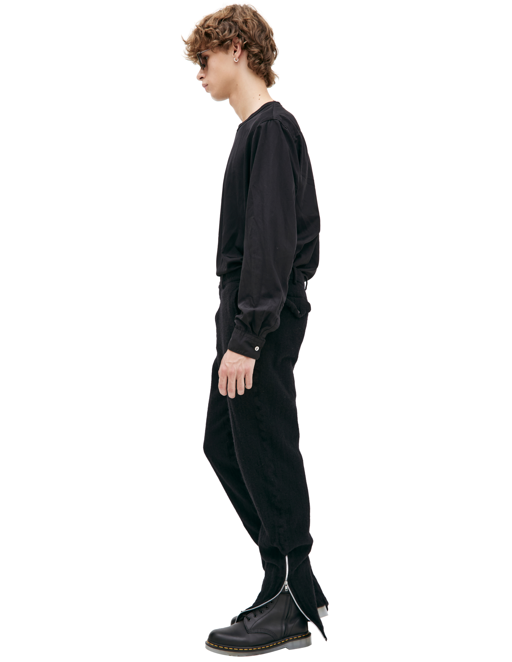 Comme Des Garçons Wool Trousers With Zippers In Black