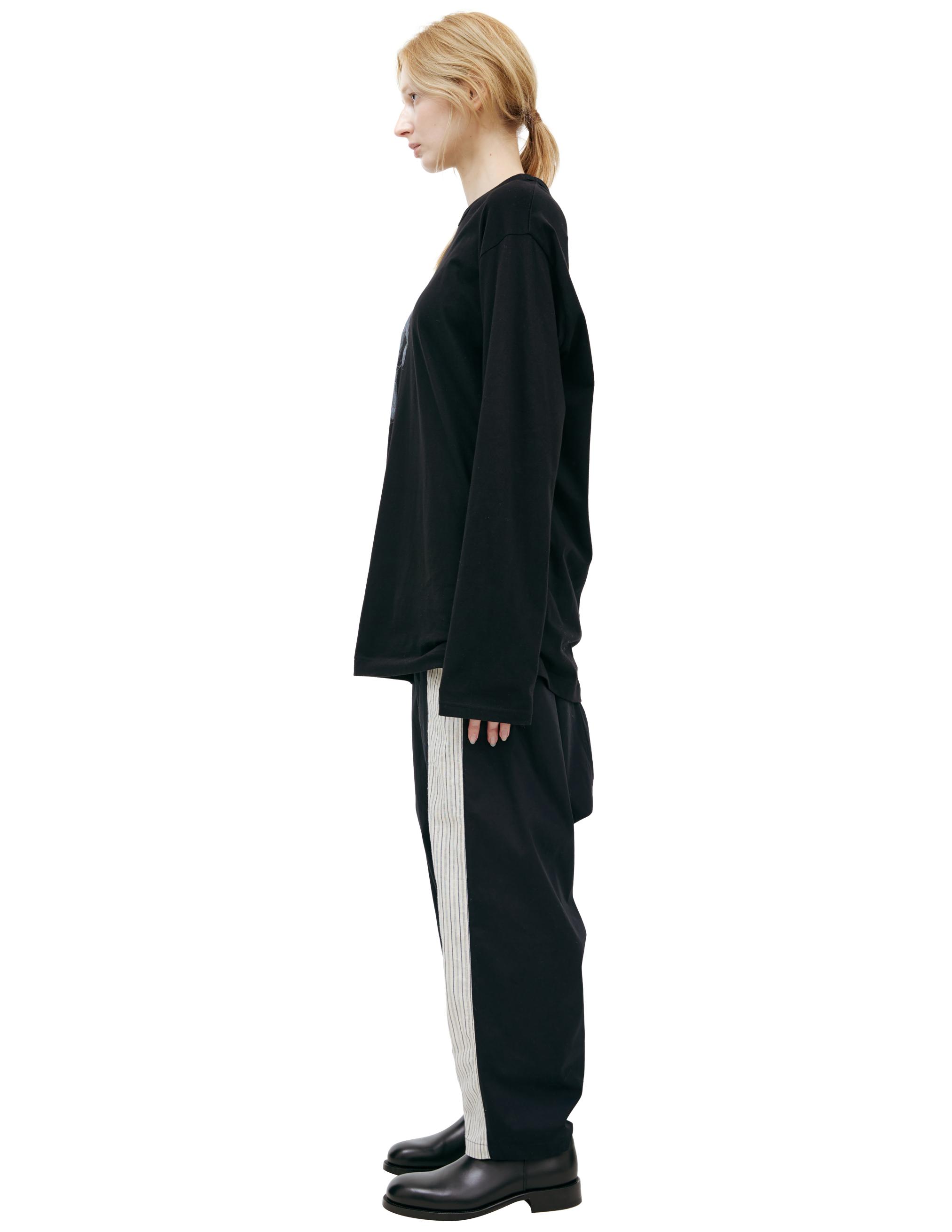 Yohji Yamamoto Black Printed Longsleeve In Black