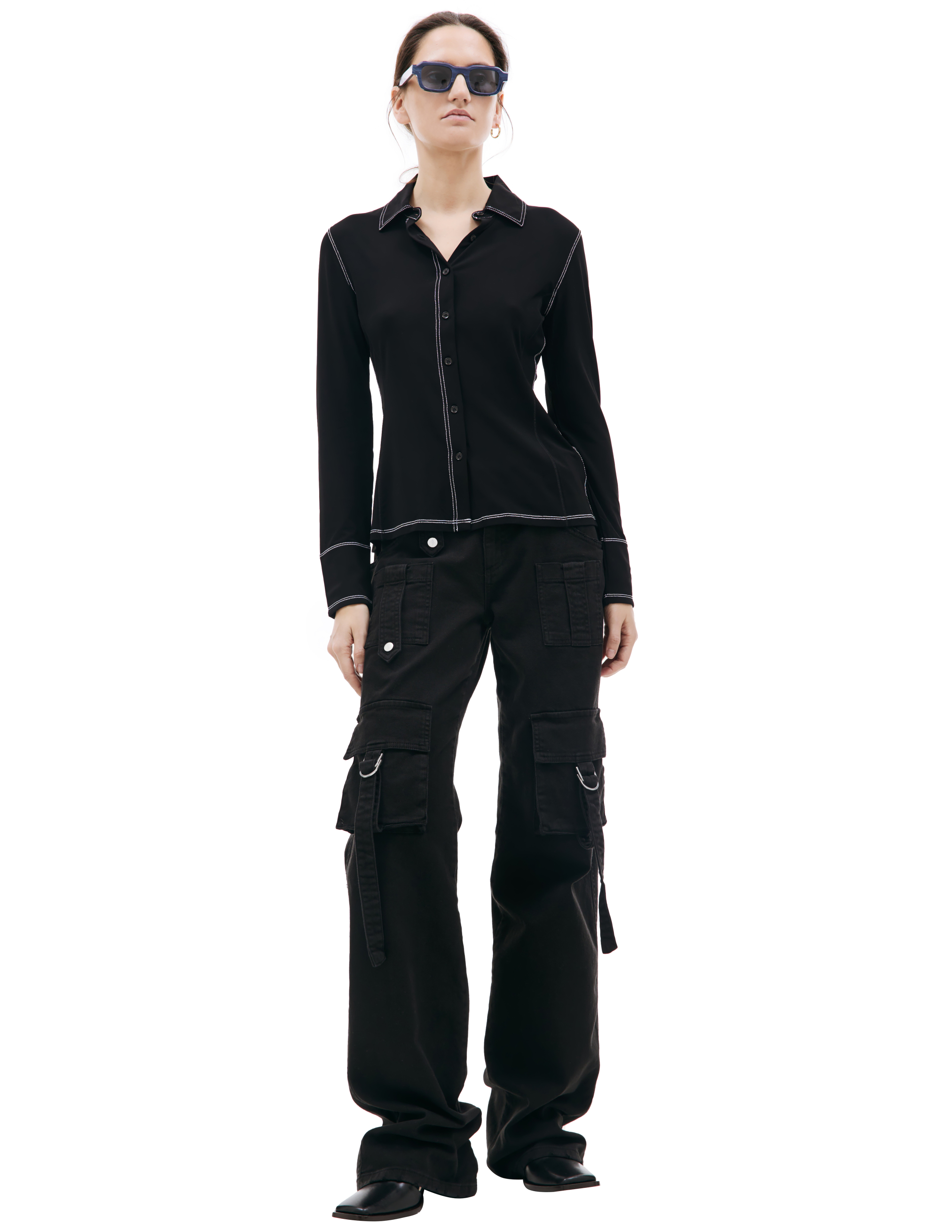 MARINE SERRE Fitted shirt with contrast stitching