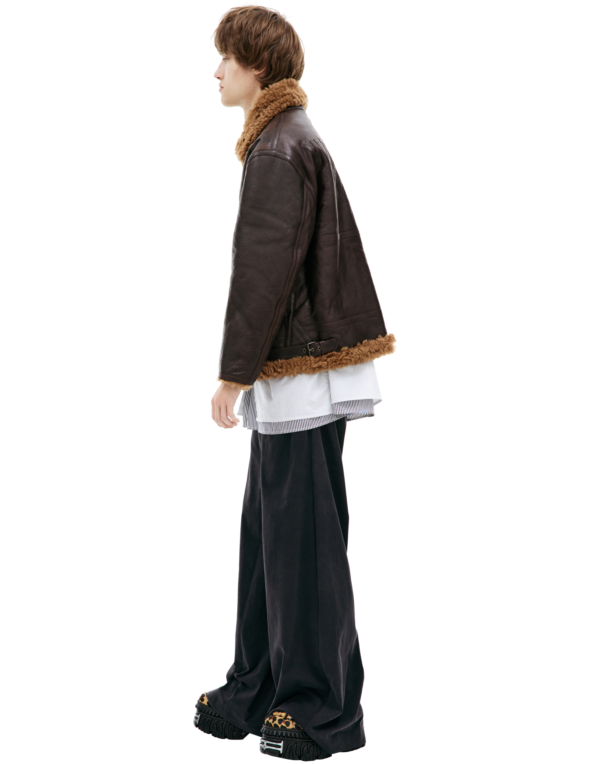 Vetements Oversized Shearling Jacket In Brown