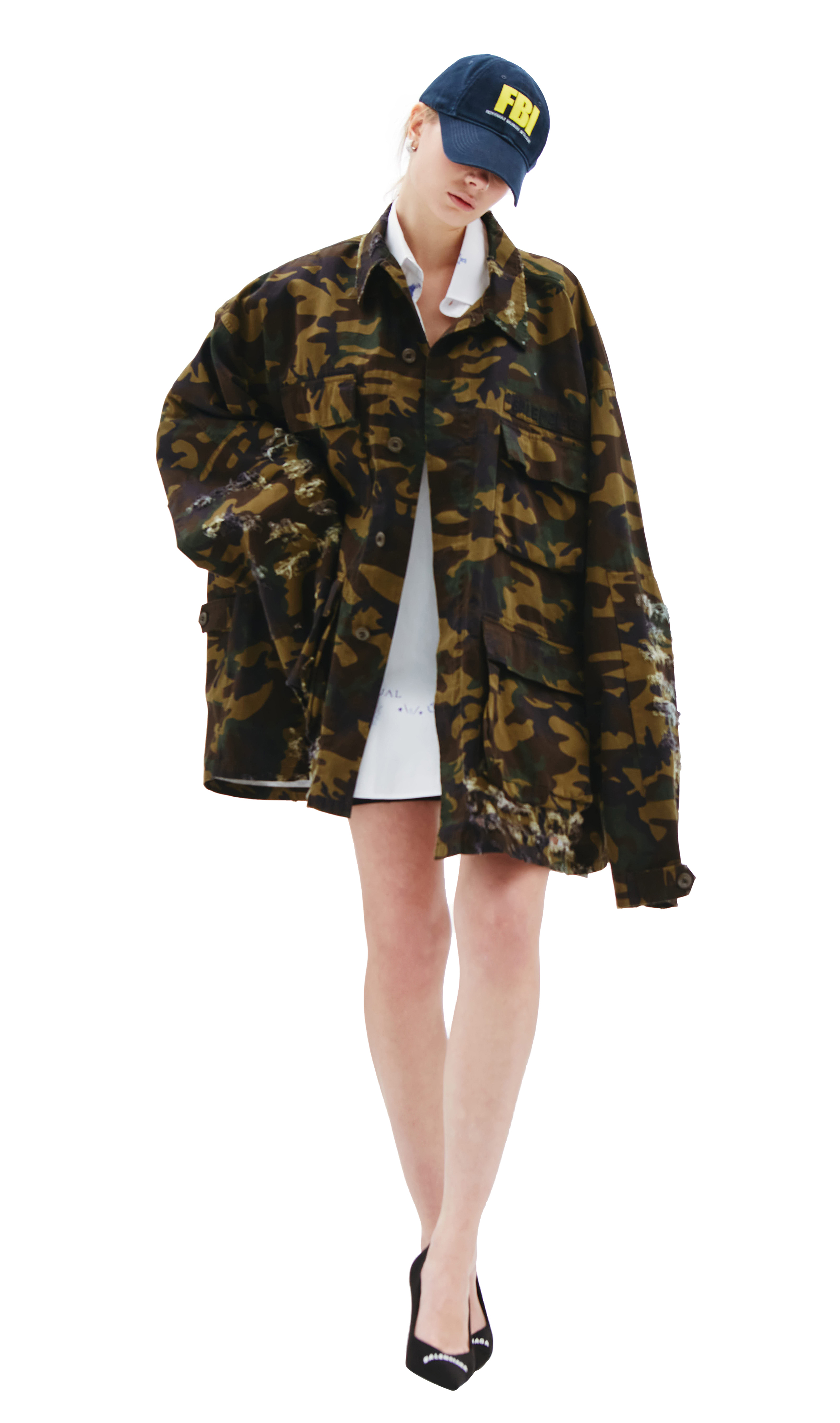 BALENCIAGA アーミージャケット　カーキ Buy Balenciaga women khaki camouflage print army jacket for