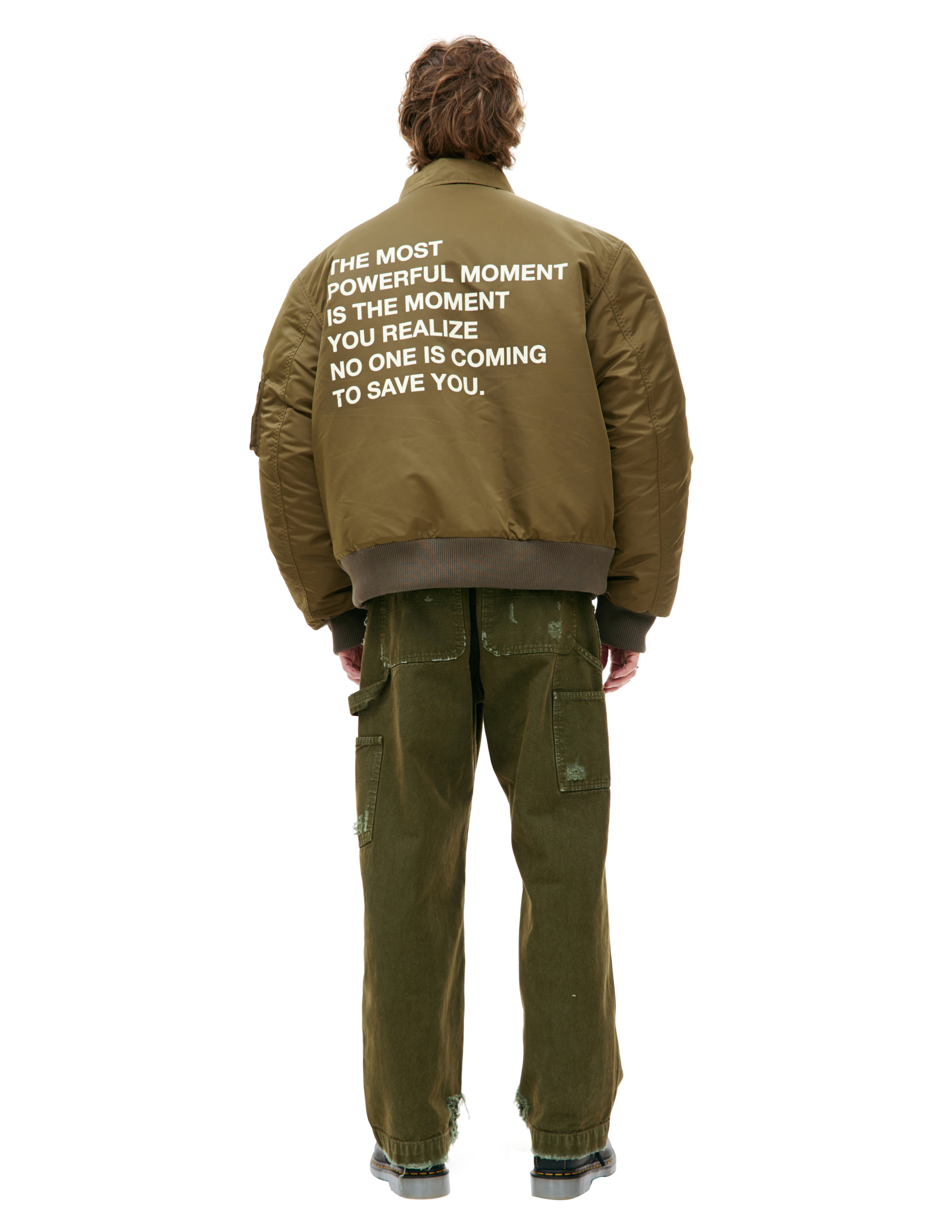 Satoshi Nakamoto Crystal Nylon Bomber Jacket In Khaki