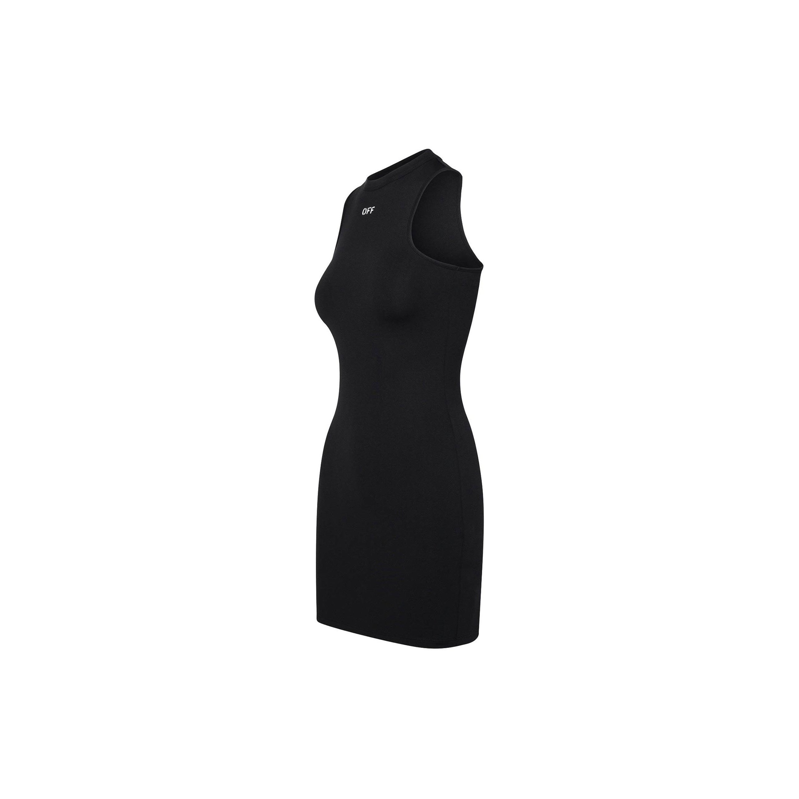 Off-white Sleek Rowing Logo-print Mini Dress In Black