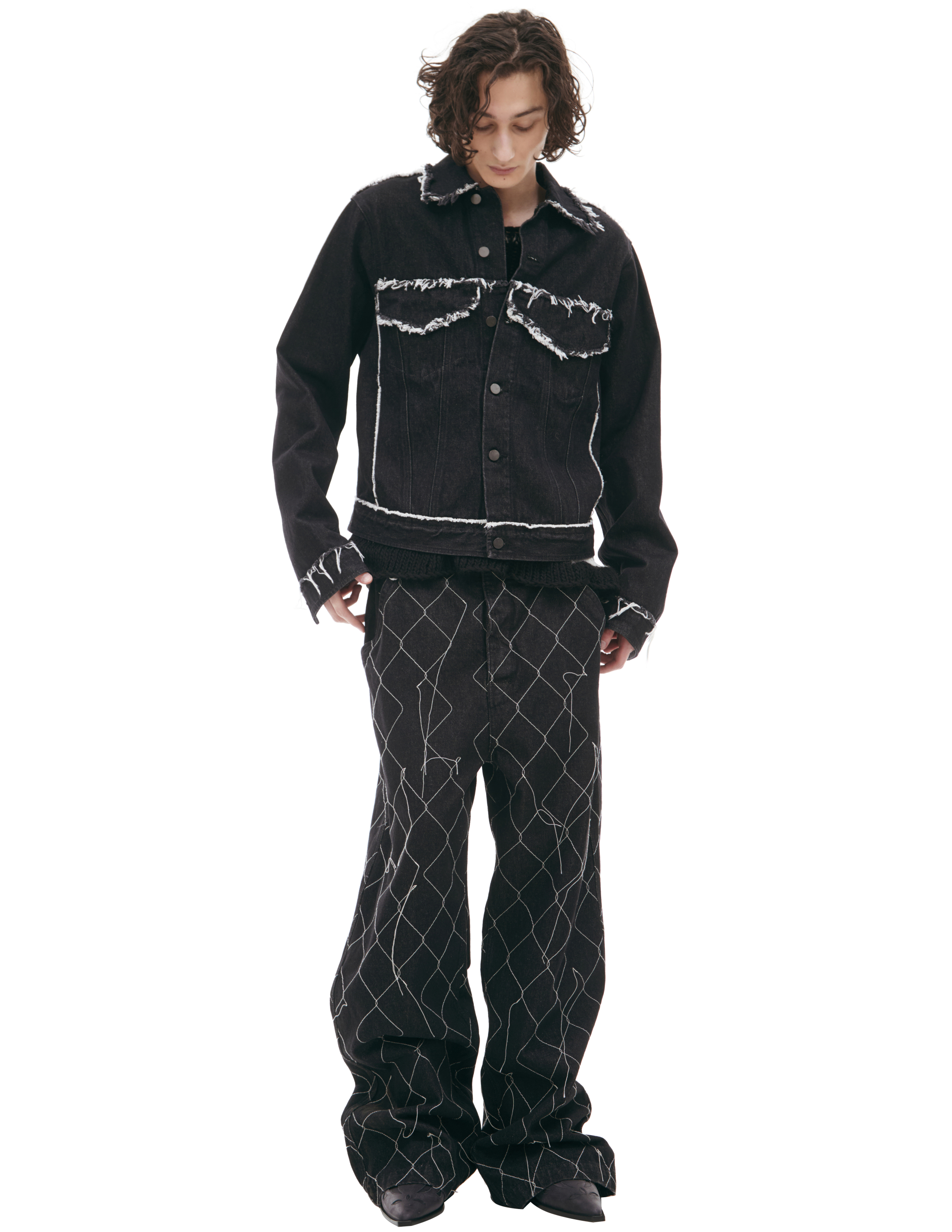 Airei Denim Jacket With Contrasting Seams In Black