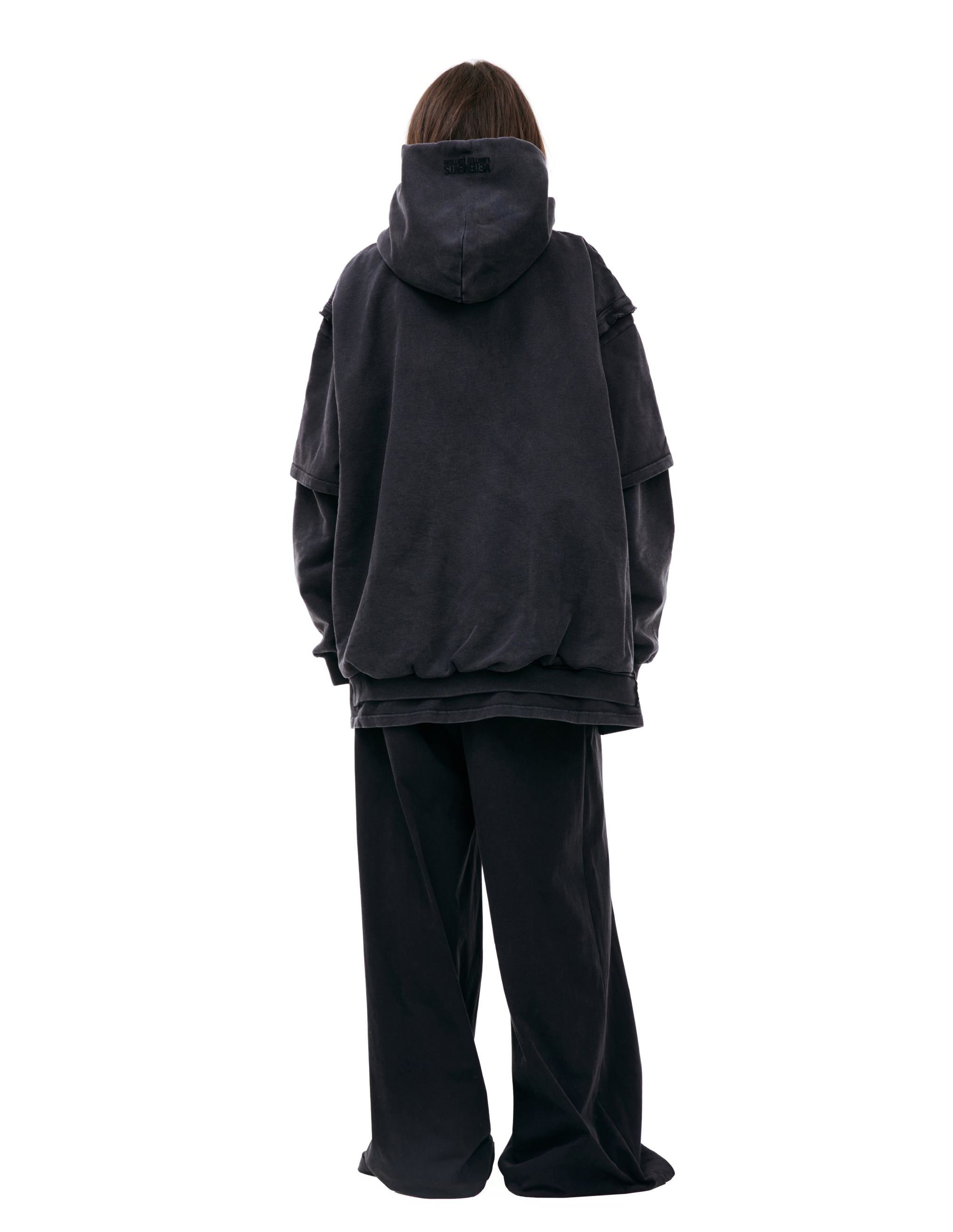 Shop Vetements 'paris Xxxl' Layered Hoodie In Black