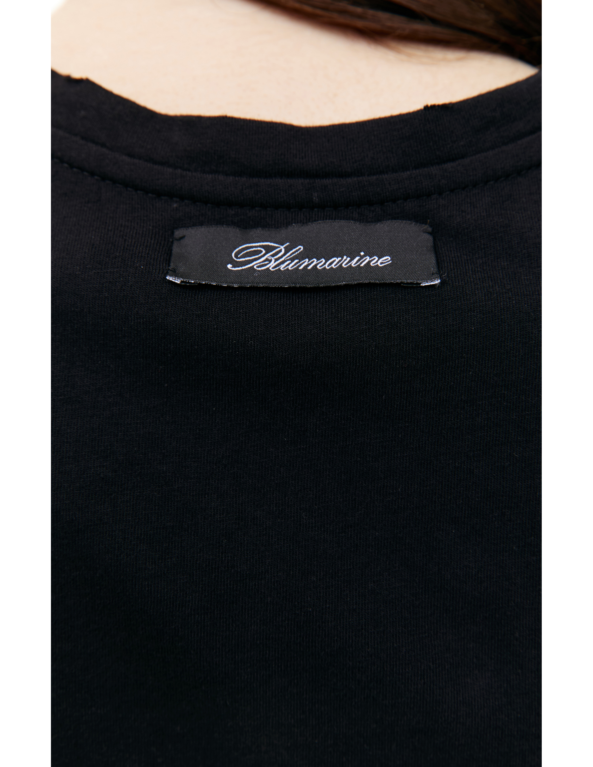 Shop Blumarine Logo Crystal T-shirt In Black