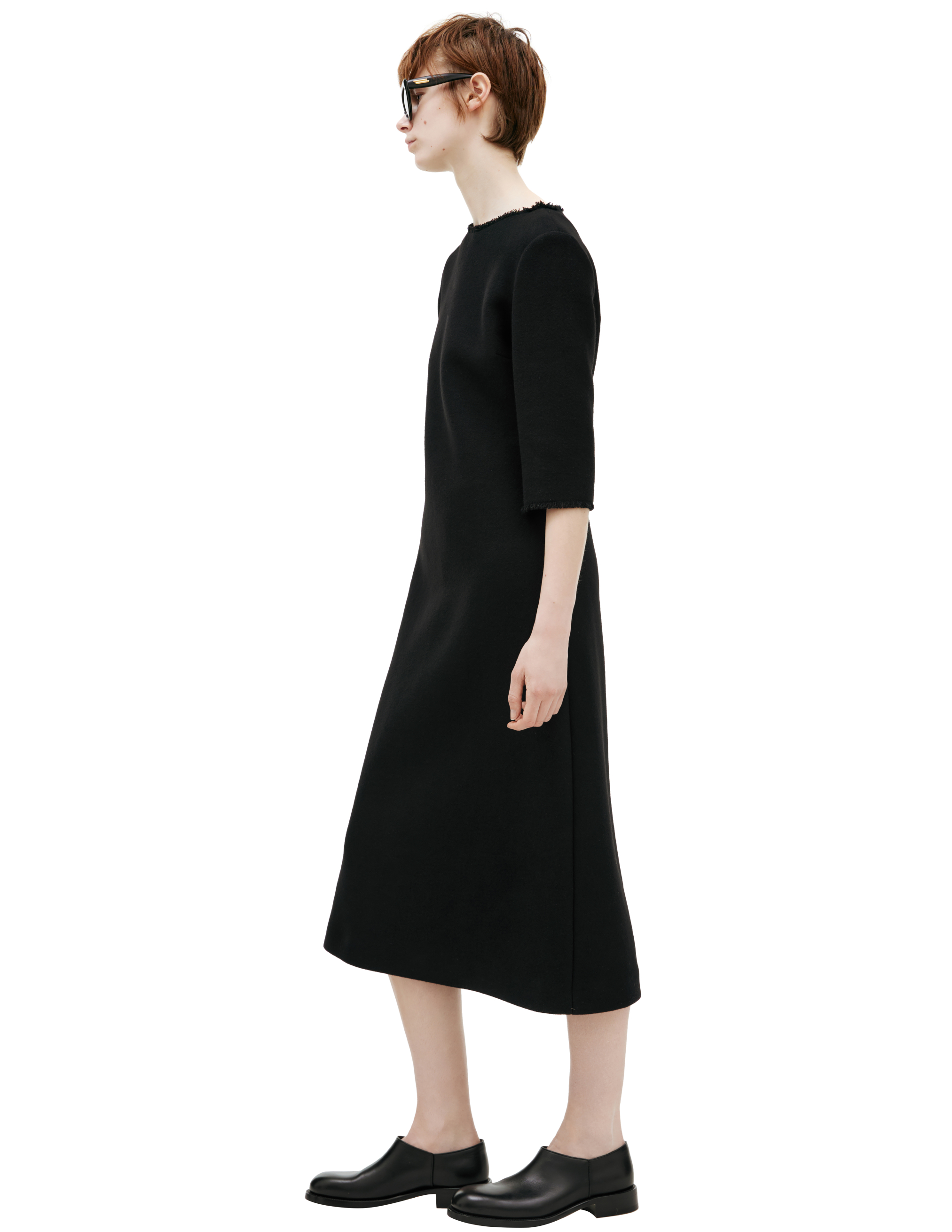 Shop The Row Dress With Raw Collar In Black