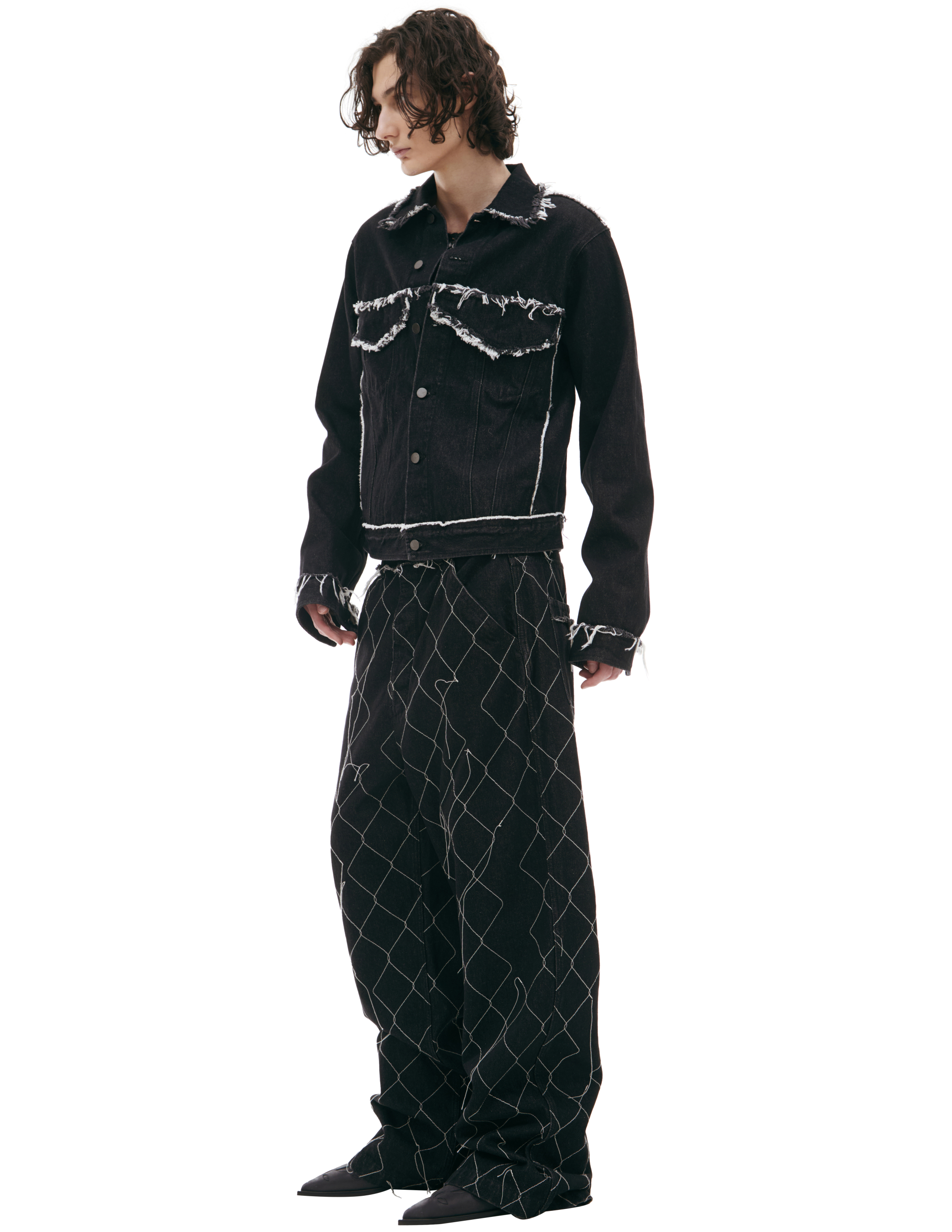 Airei Denim Jacket With Contrasting Seams In Black