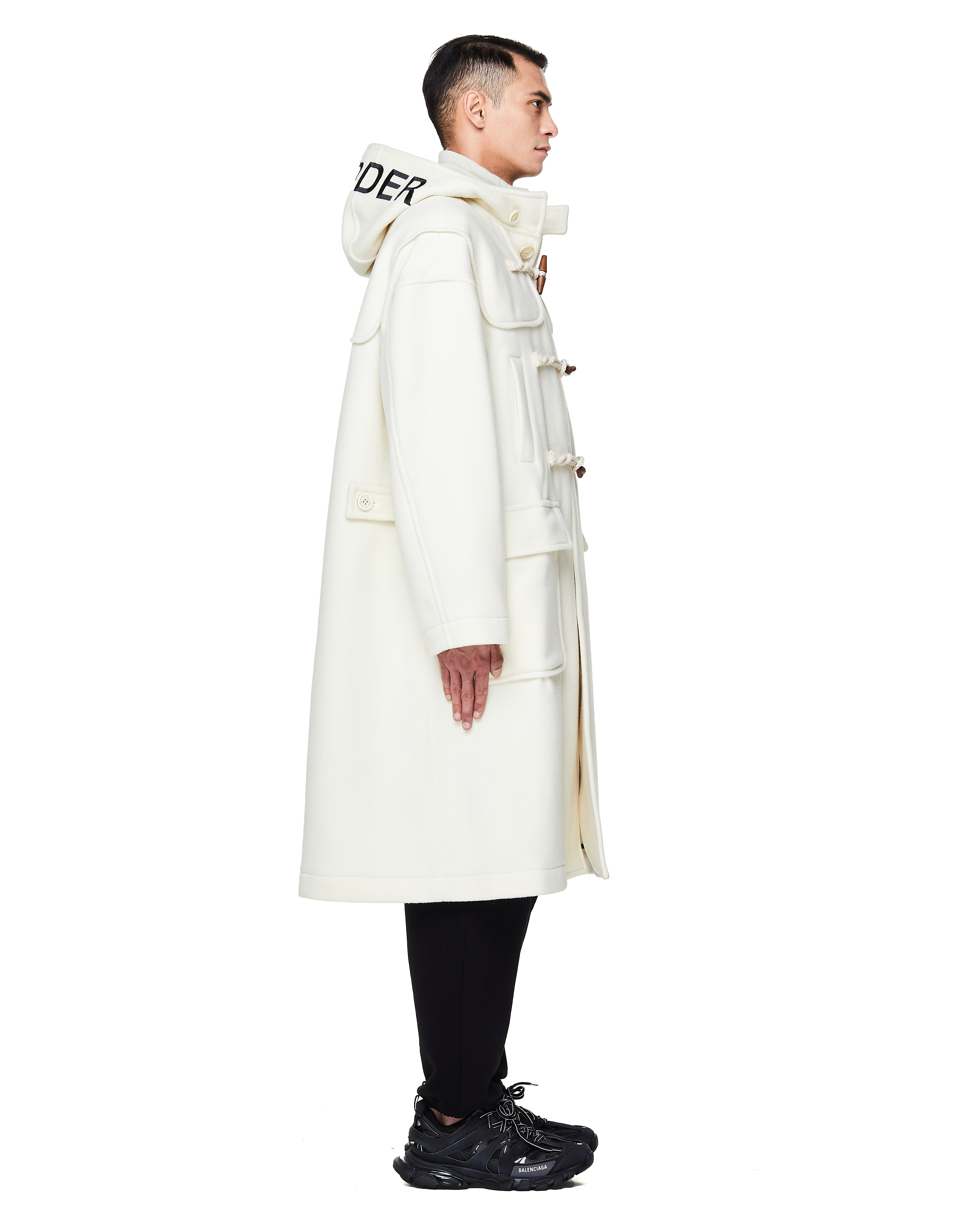 ジャケット・アウター UNDERCOVER 97AW hooded wool duffel coat Buy Undercover men white disorder embroidered hood duffle