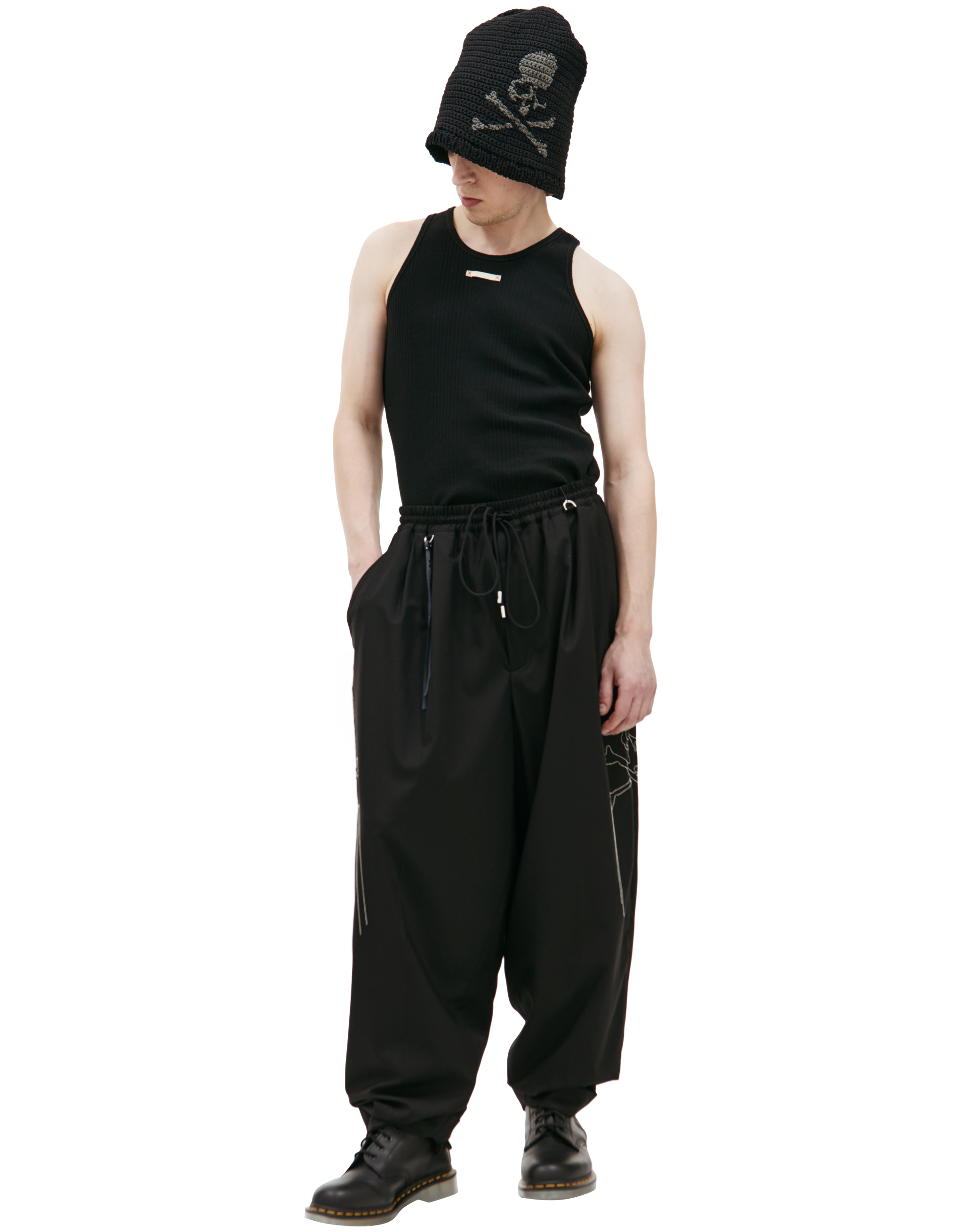 MASTERMIND JAPAN BLACK WOOL TROUSERS 