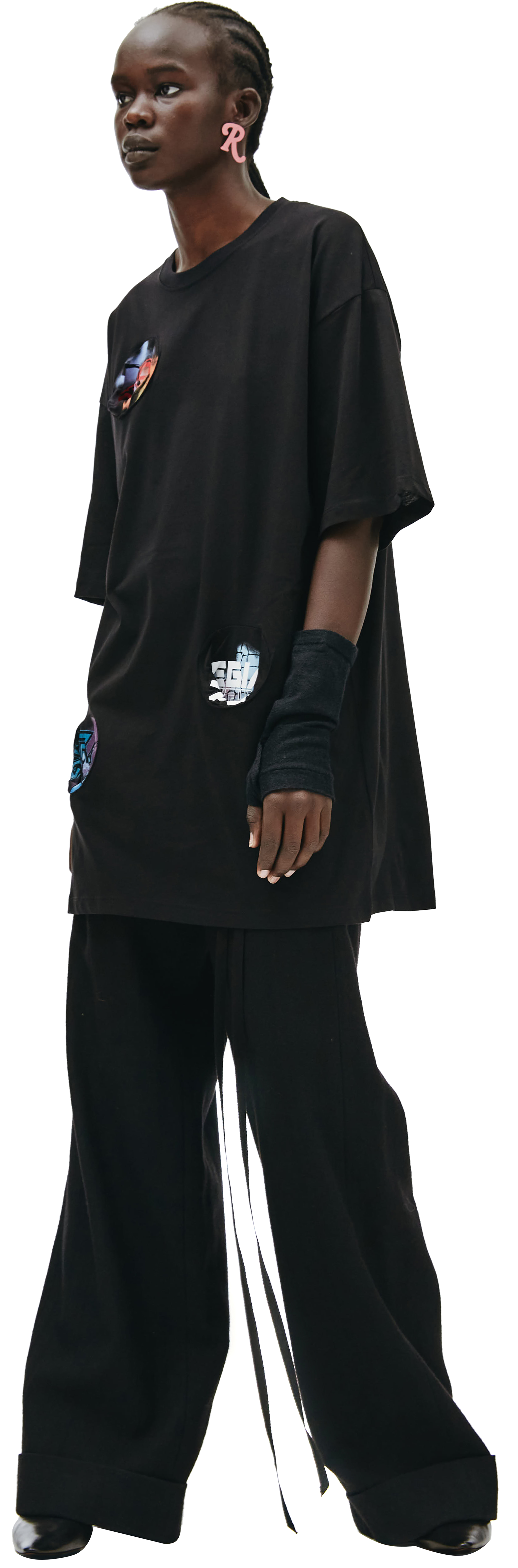 Buy Raf Simons women black oversized t-shirt with printed pocket