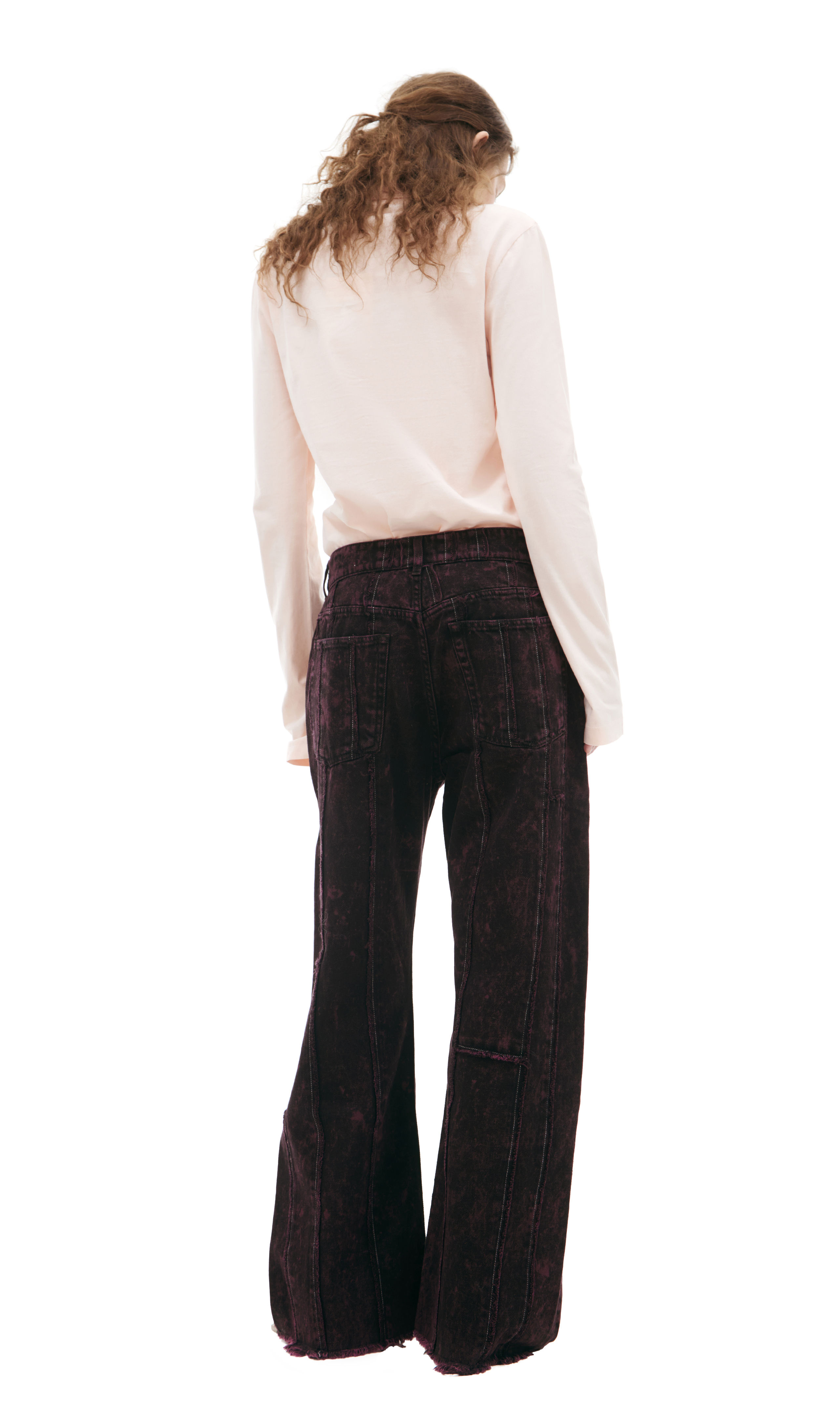 Buy Acne Studios women purple jeans with vertical stitching for