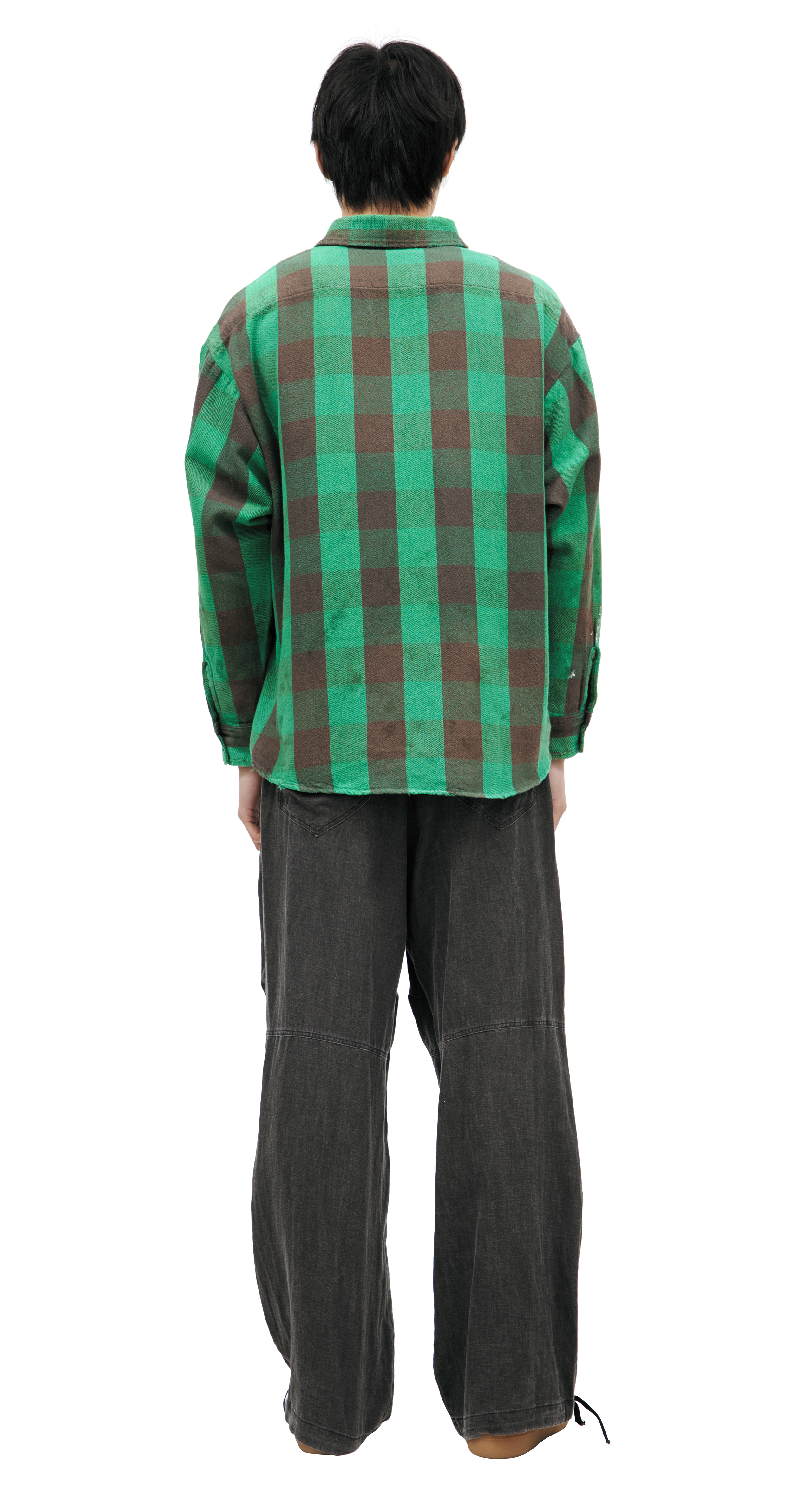 Buy Saint Mxxxxxx men green oversize plaid shirt for $673 online