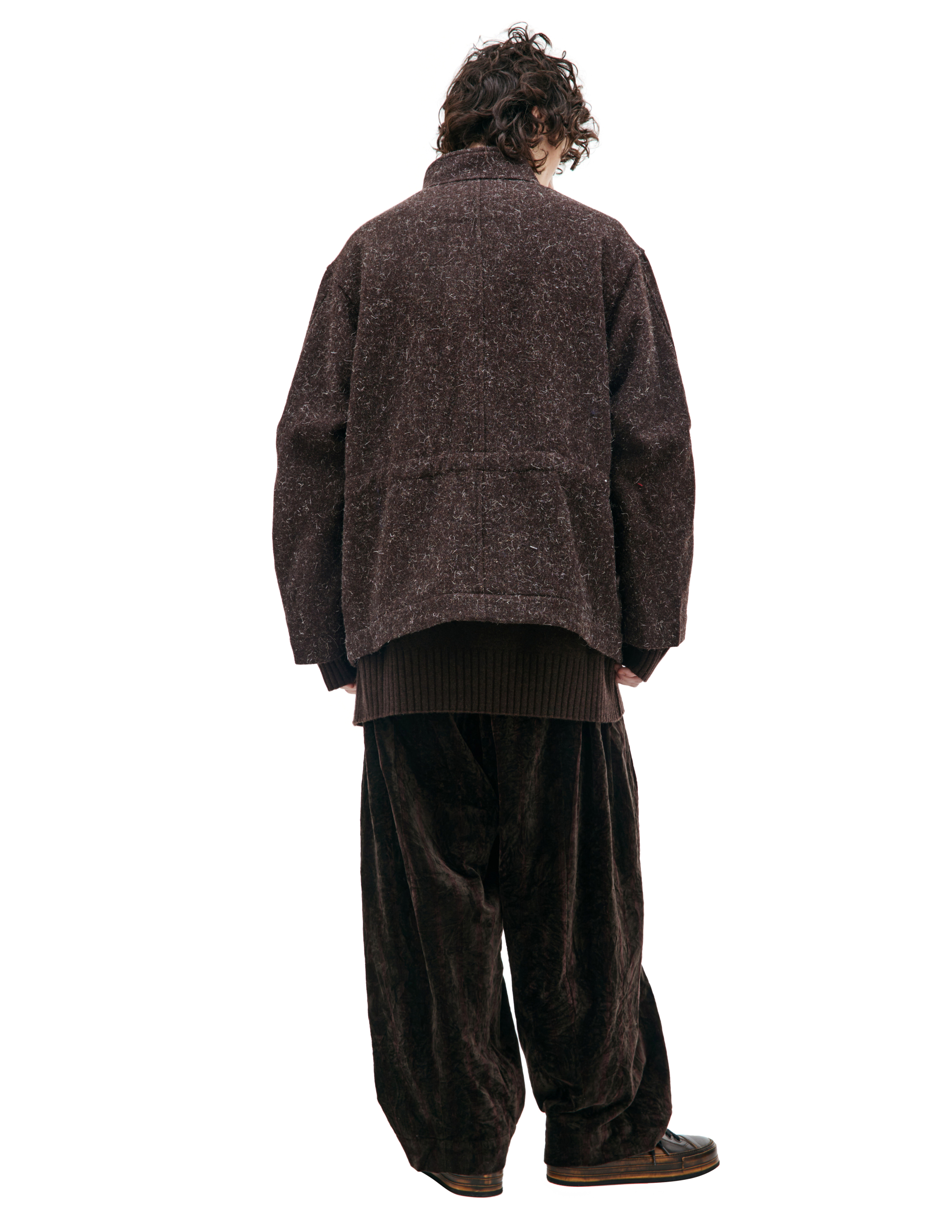 Shop Ziggy Chen Stand Collar Wool Blazer In Brown