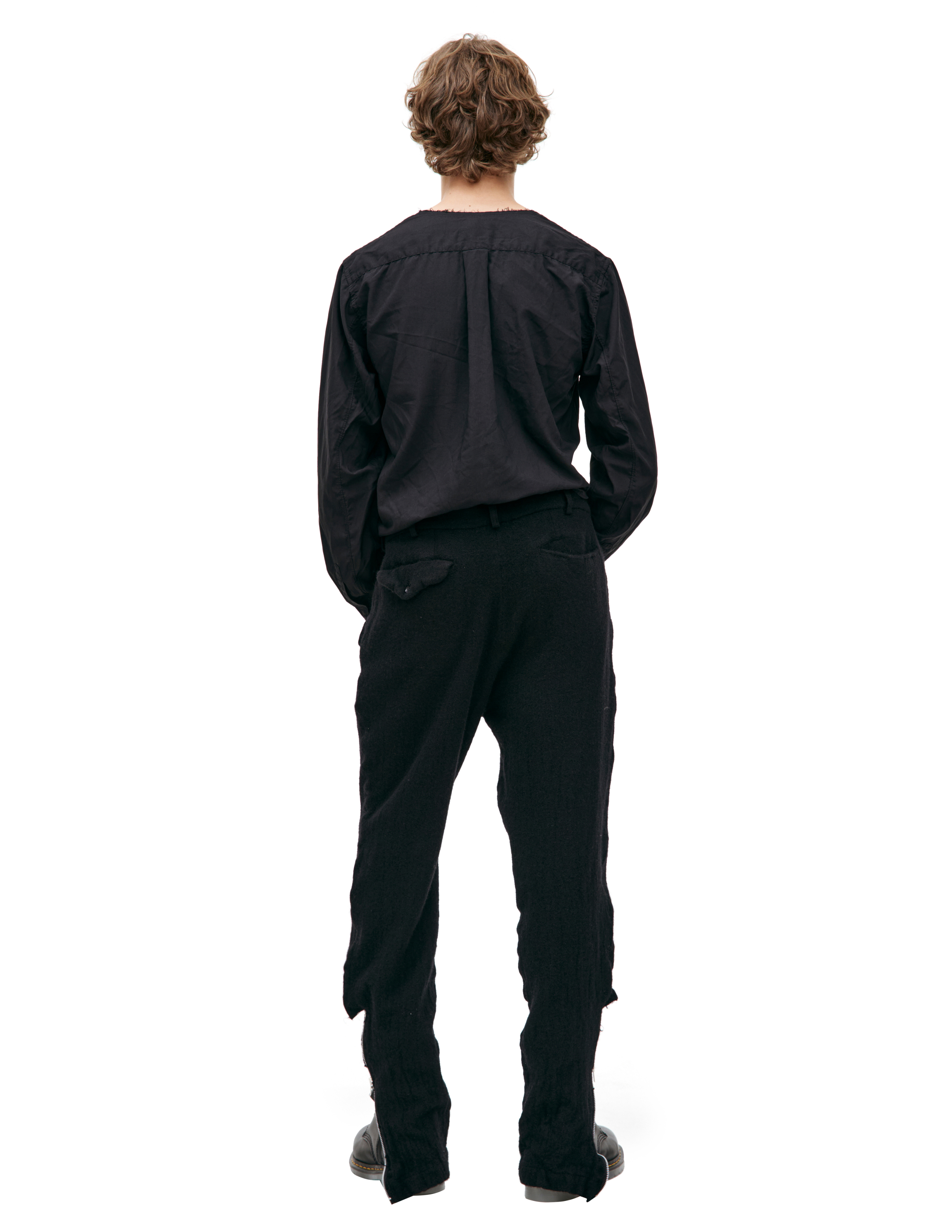 Comme Des Garçons Wool Trousers With Zippers In Black