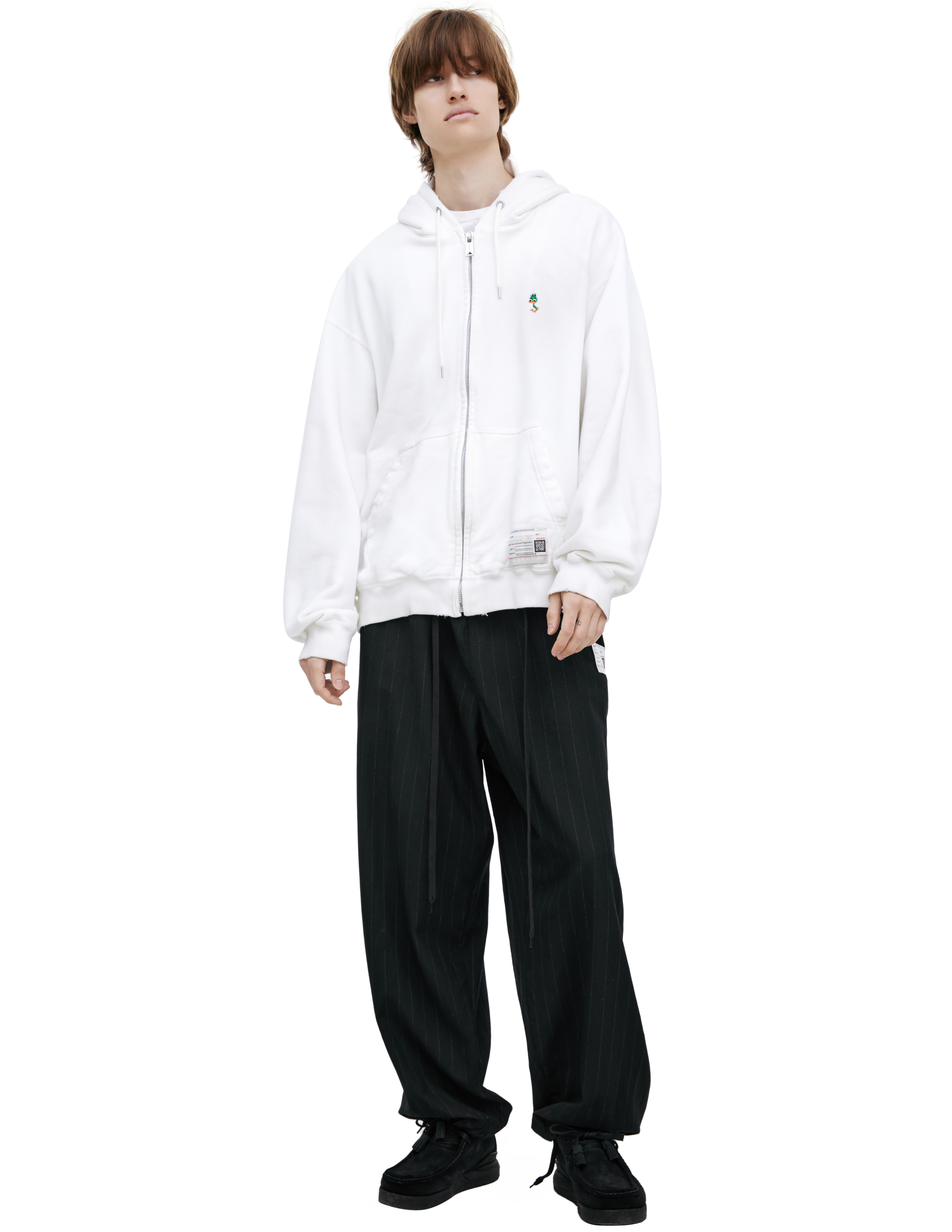 Miharayasuhiro White Zippered Hoodie