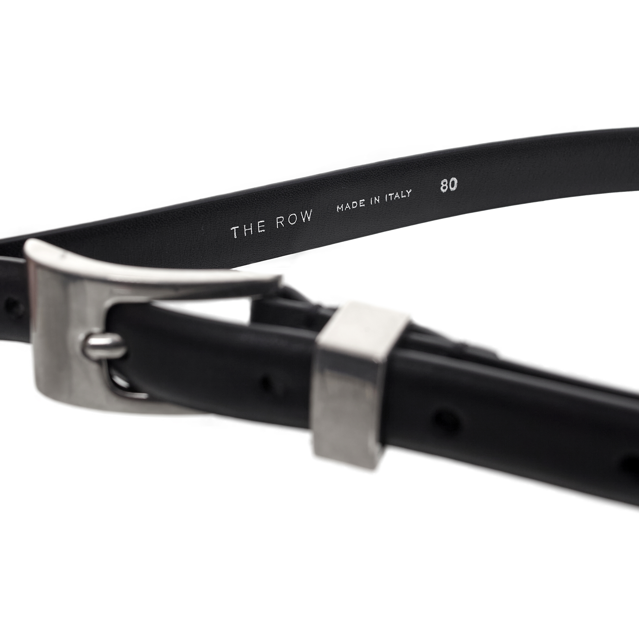 The Row Black Leather Belt In Brown