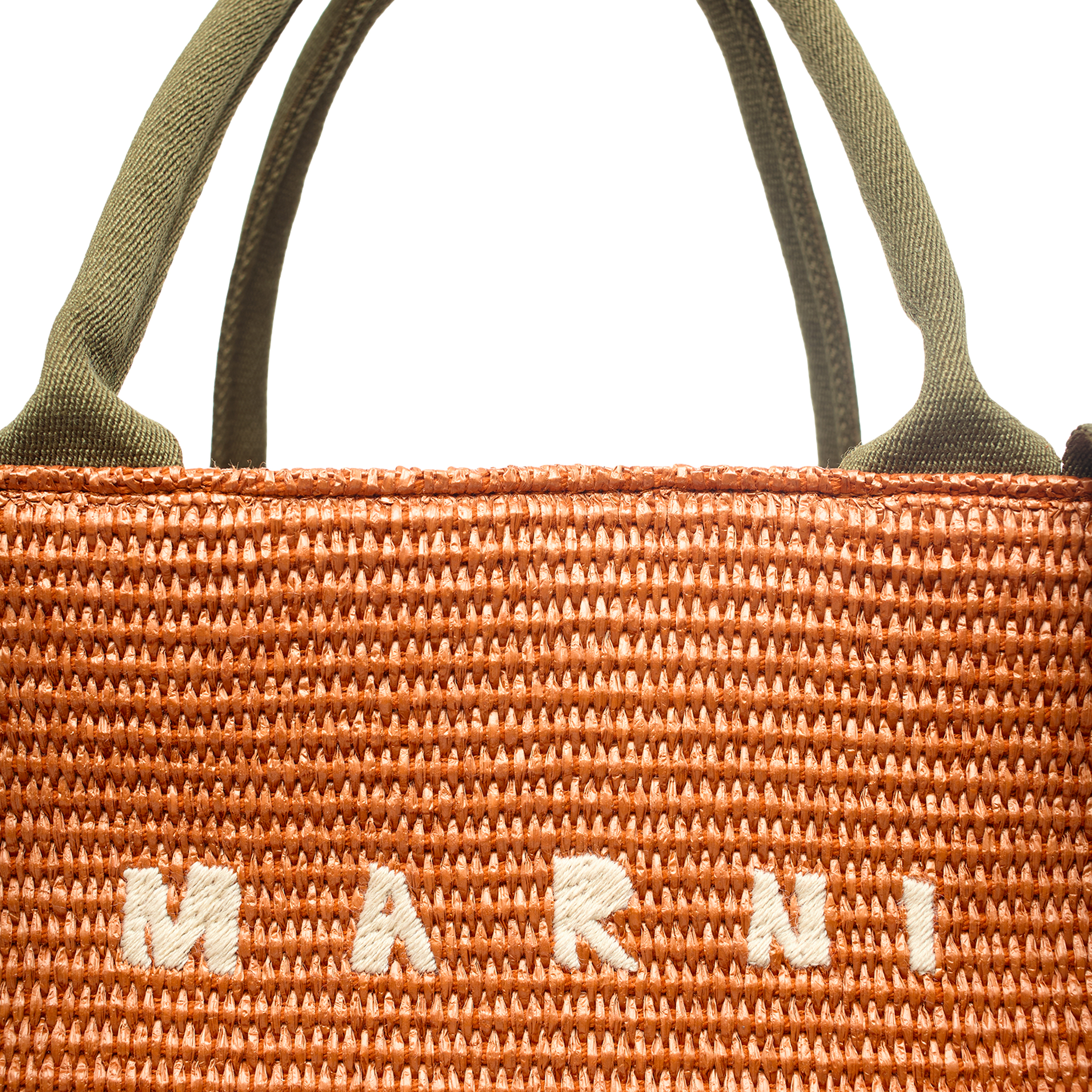 Shop Marni Large Raffia Tote Bag In Orange