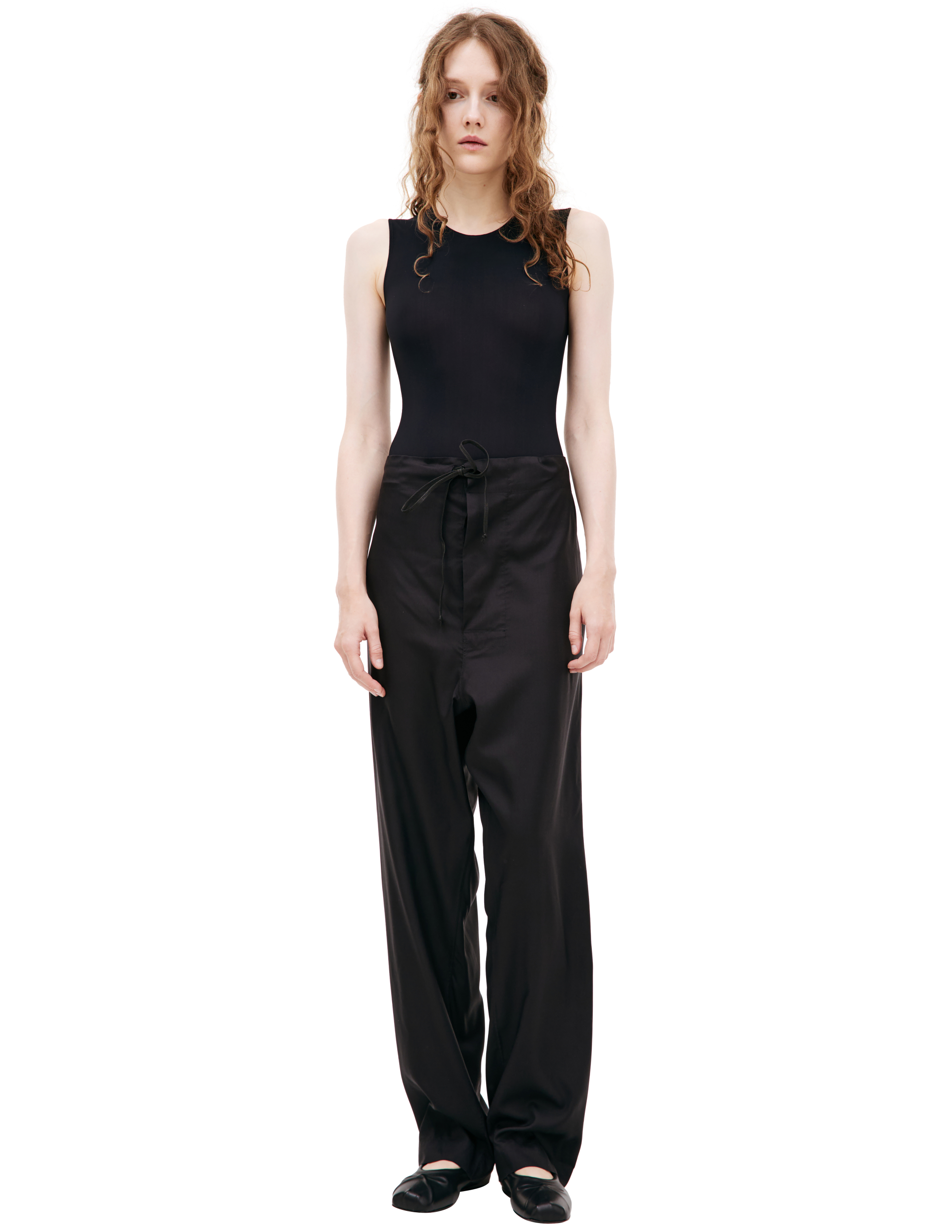 MAISON MARGIELA SILK STRAIGHT TROUSERS 