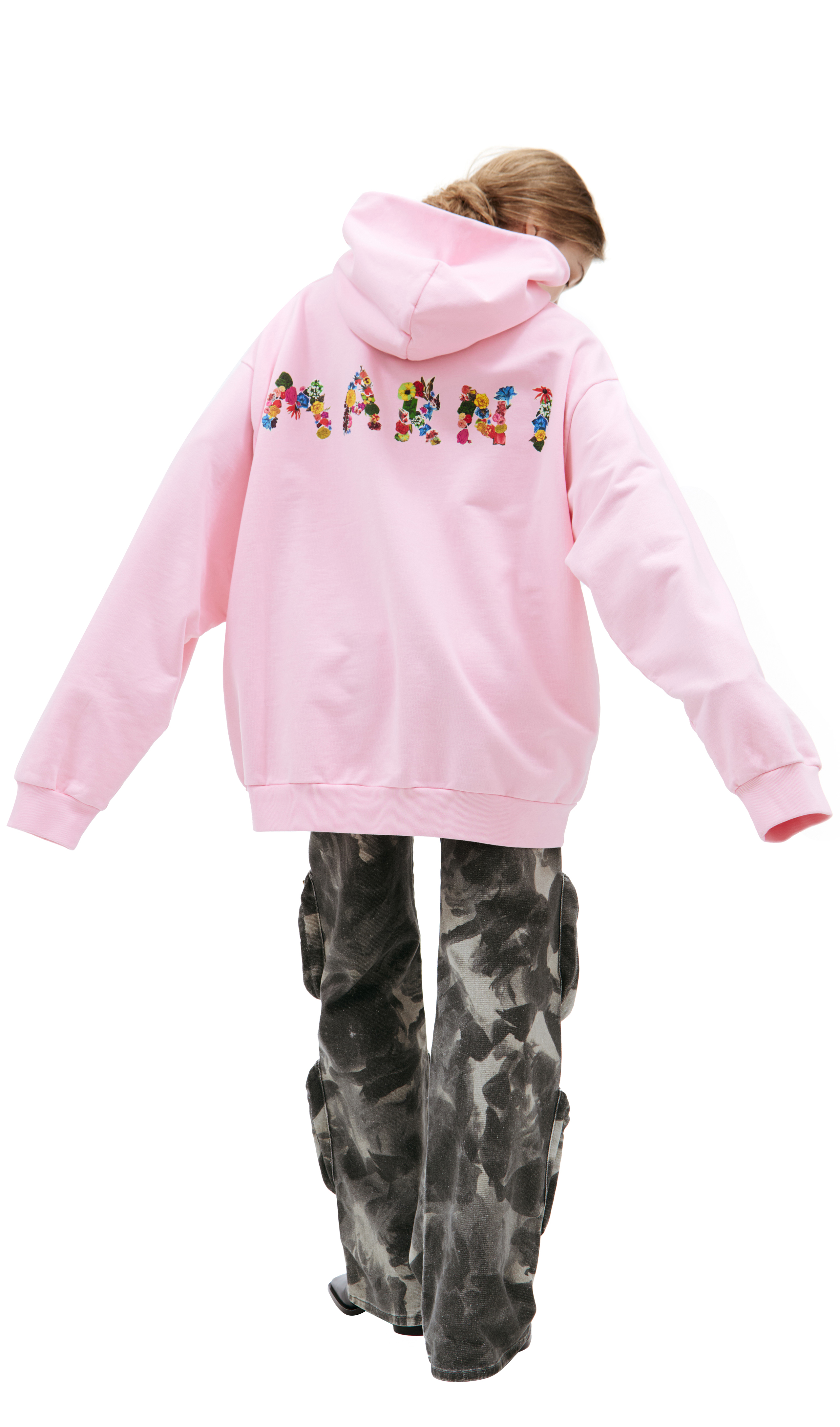 Cotton hoodie with black and white Dillies print | Marni
