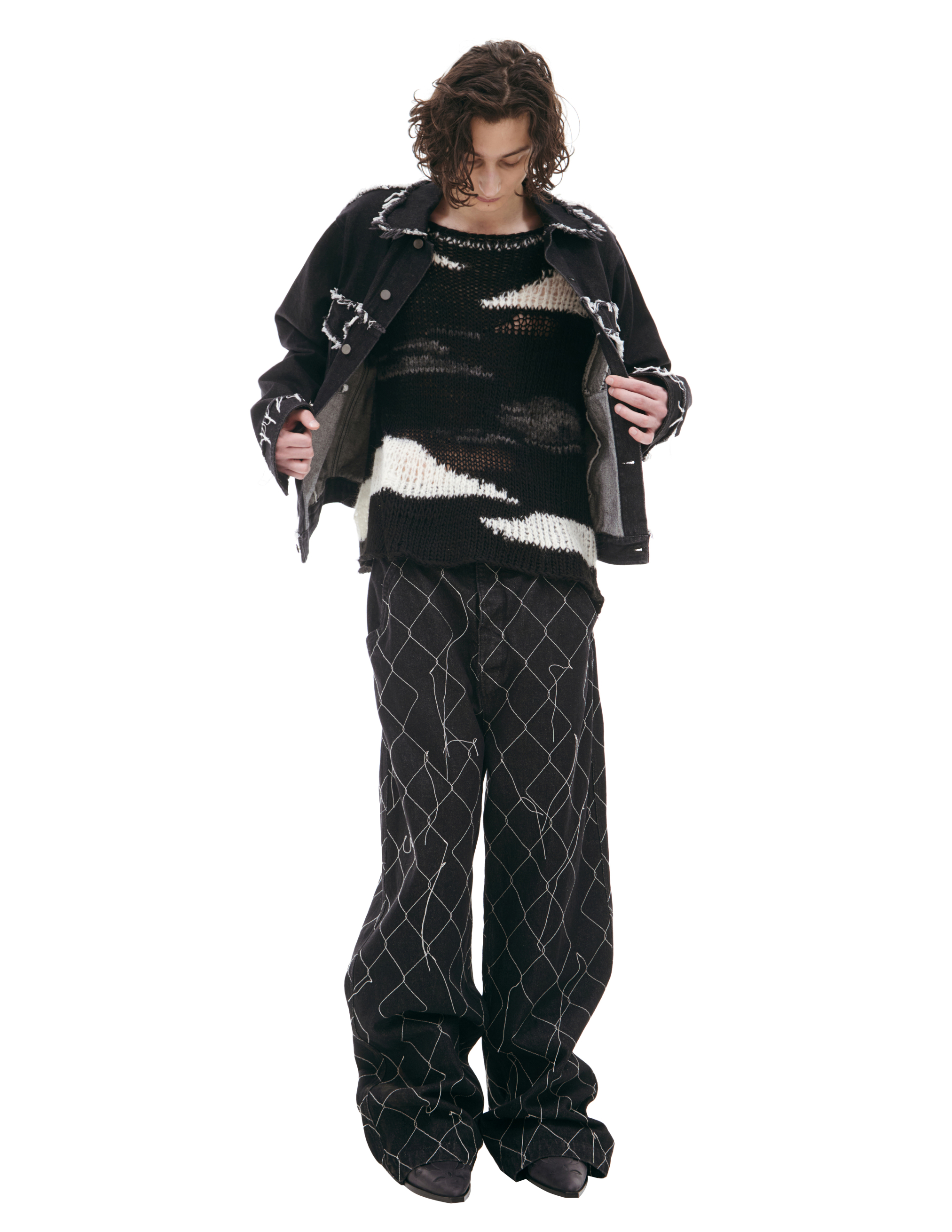 Airei Denim Jacket With Contrasting Seams In Black