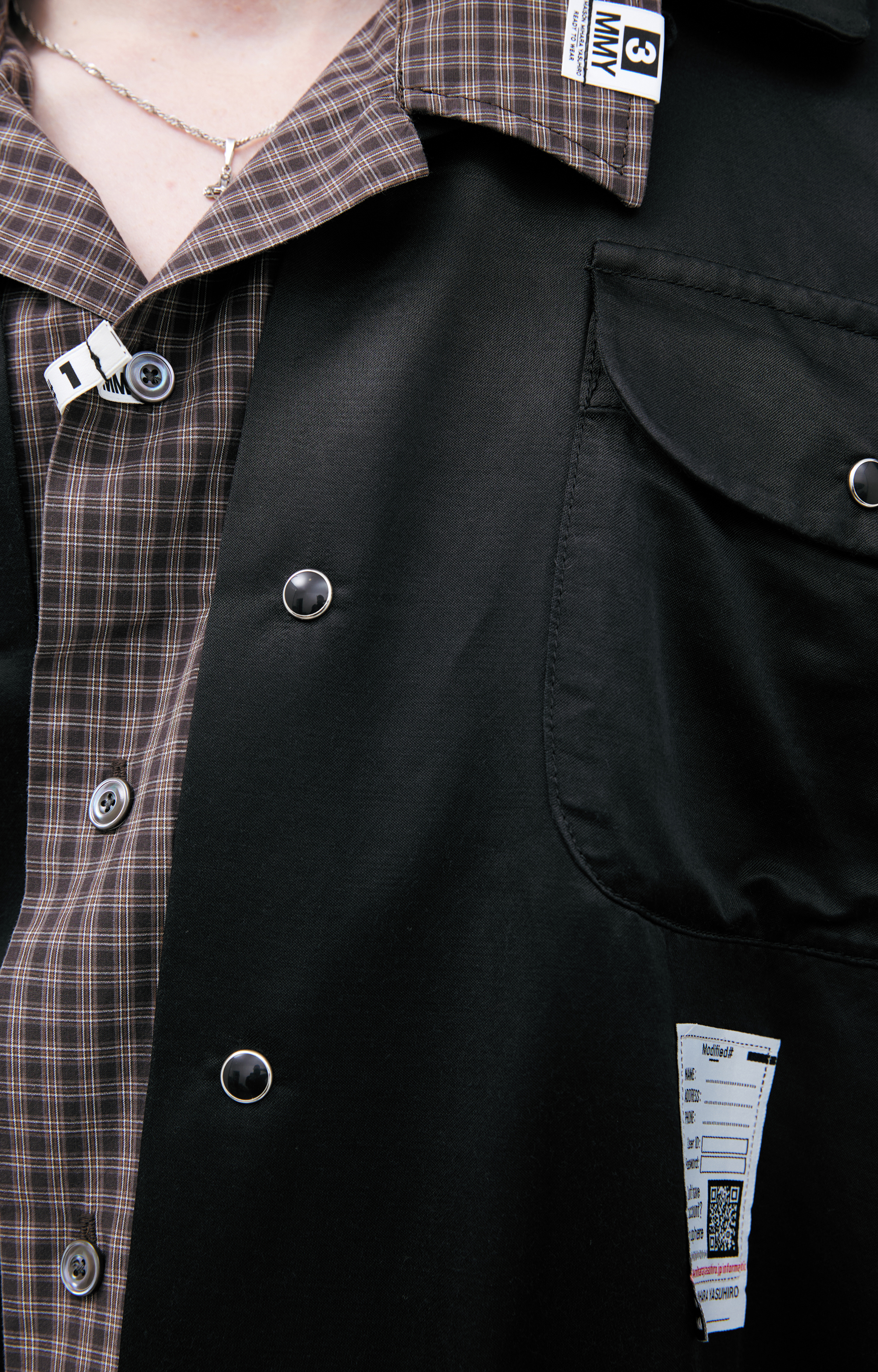 Buy Maison Mihara Yasuhiro men black double-layered printed shirt