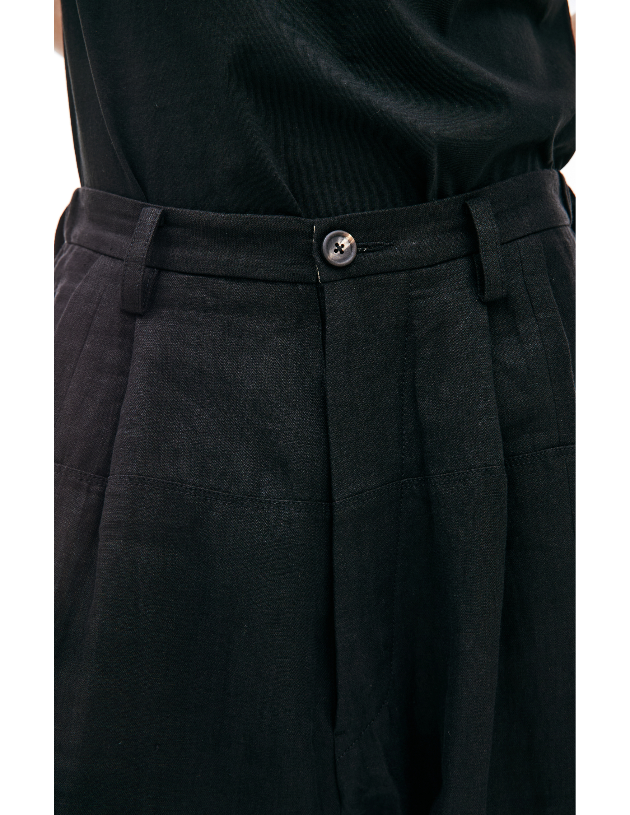 Shop Ziggy Chen Black Linen Trousers