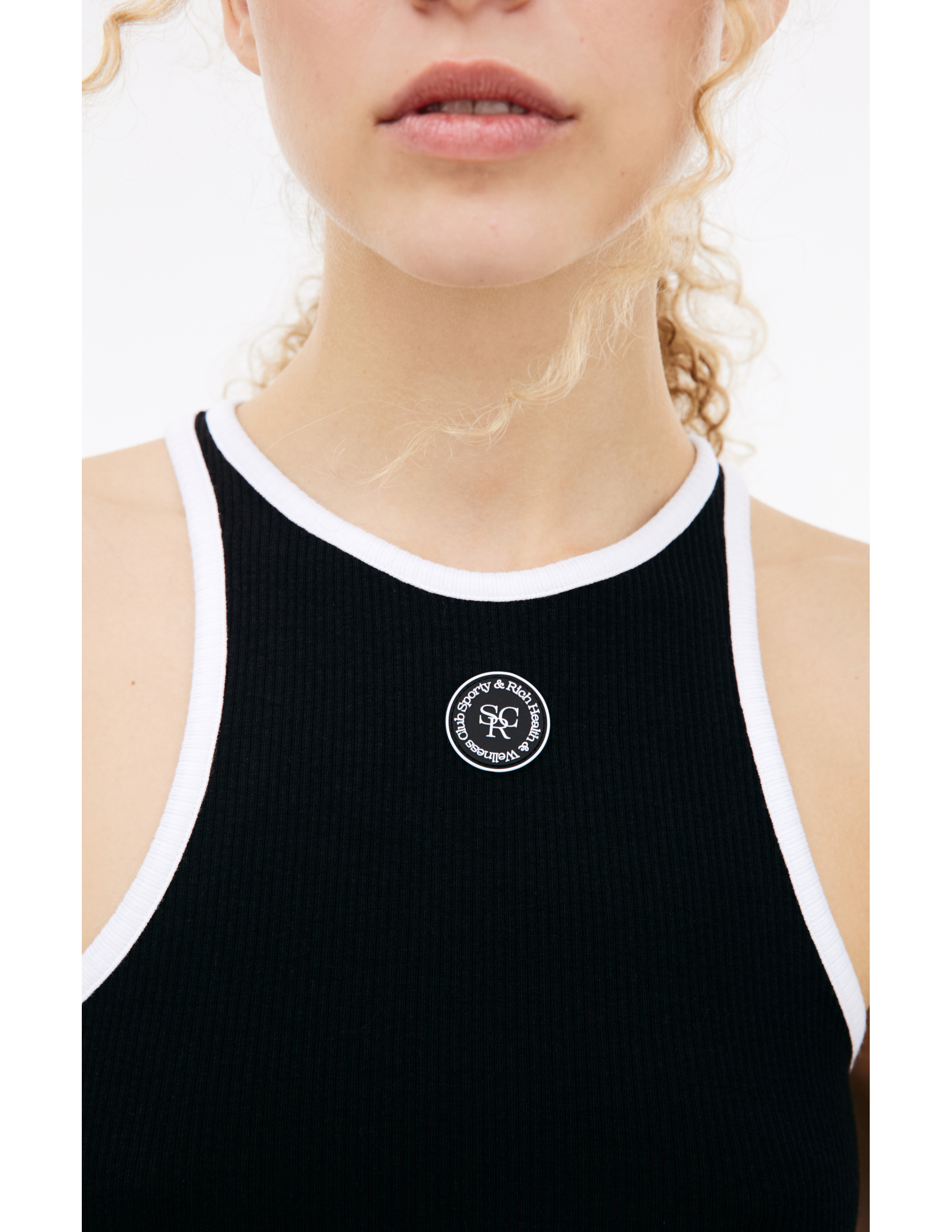 Shop Sporty And Rich Src Ribbed Tank Top In Black