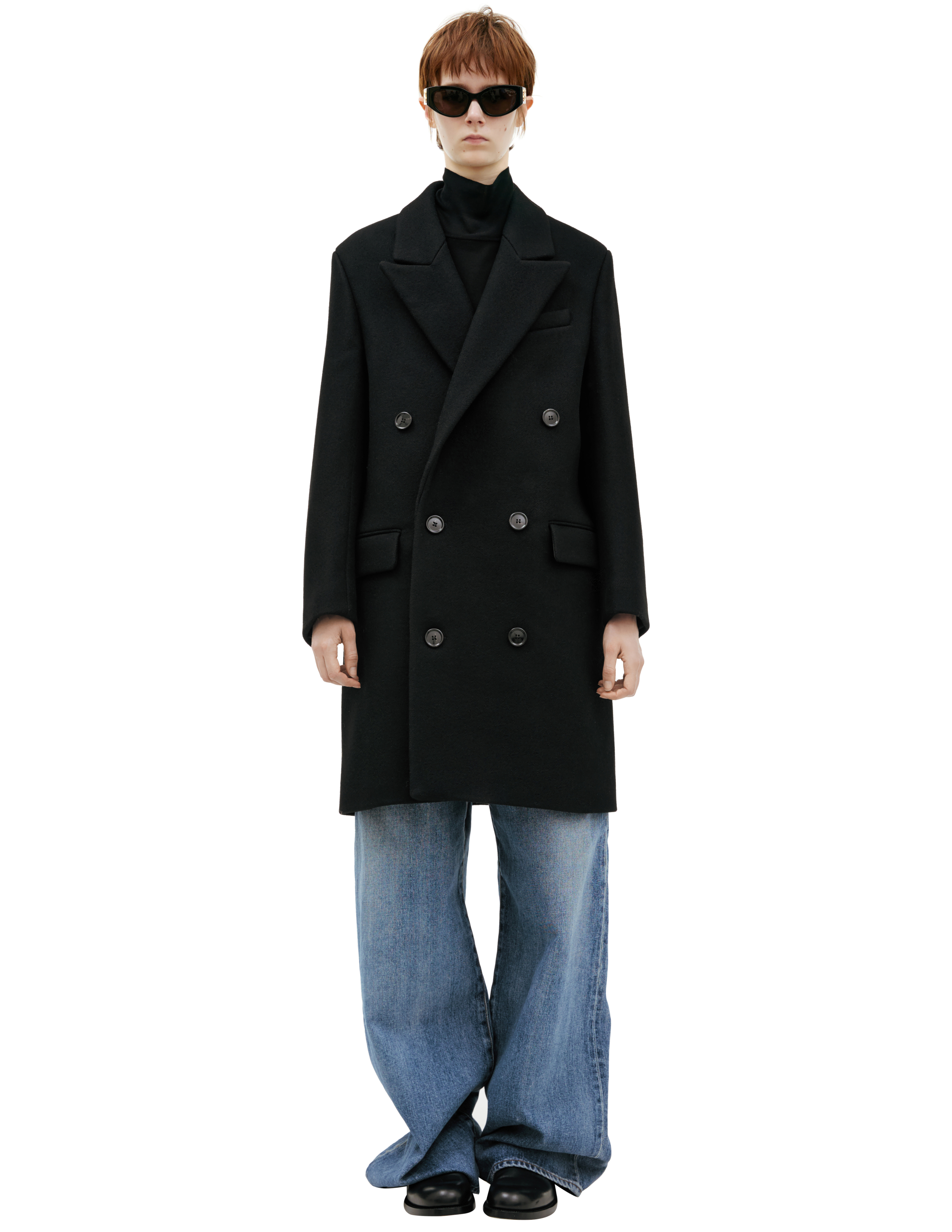 Ami Alexandre Mattiussi Double-breasted Wool Coat In Black