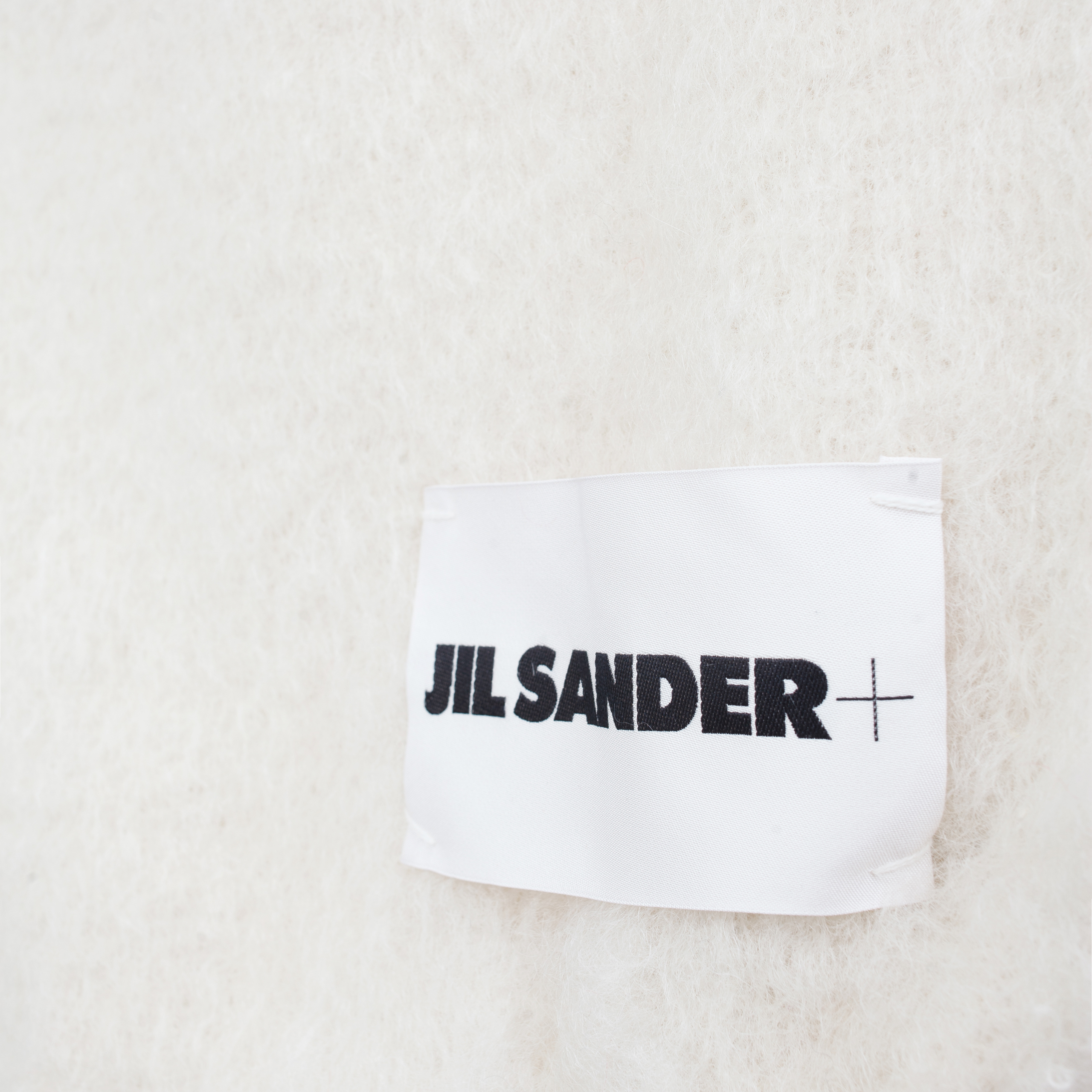 Shop Jil Sander White Knit Mohair Scarf