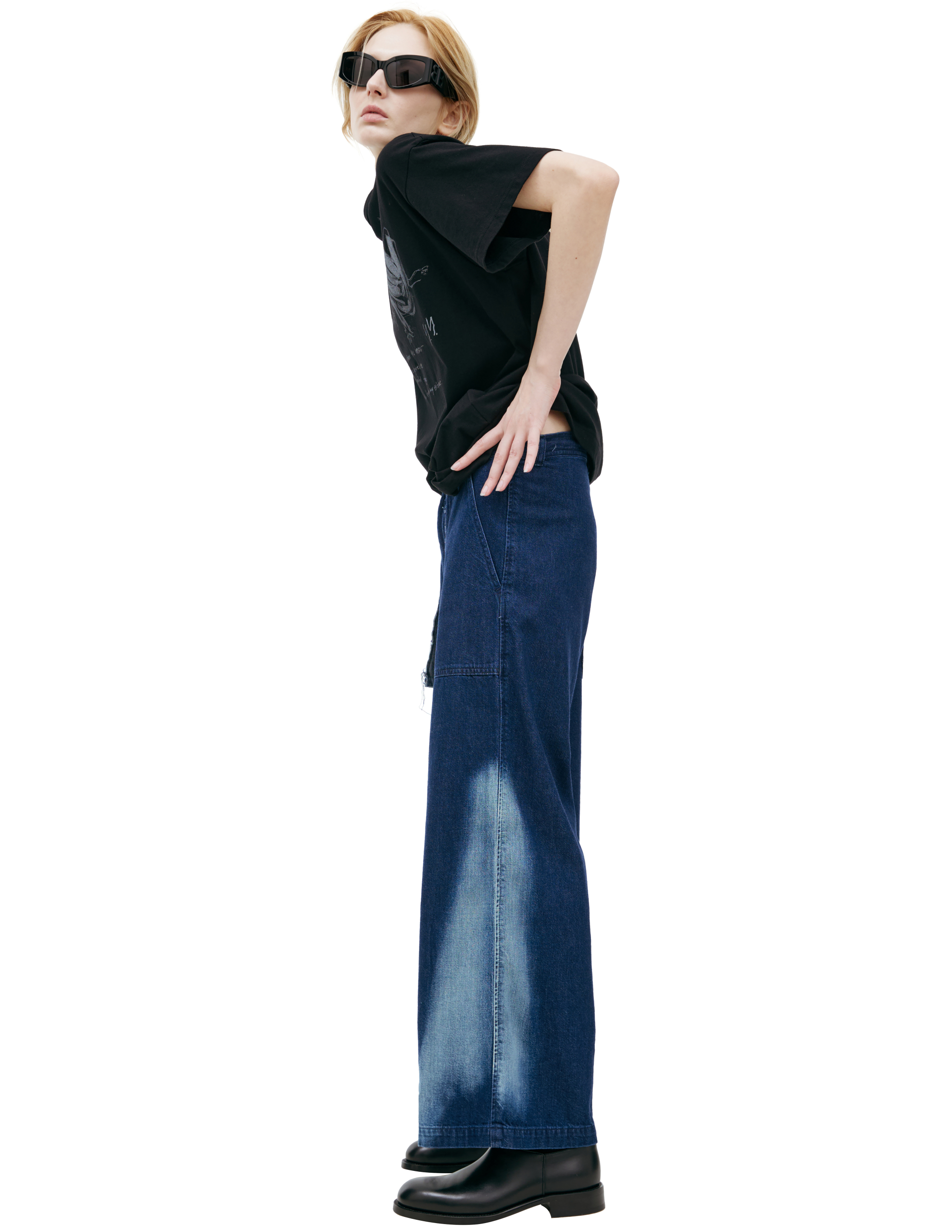 Y's Wide Flared Jeans In Blue