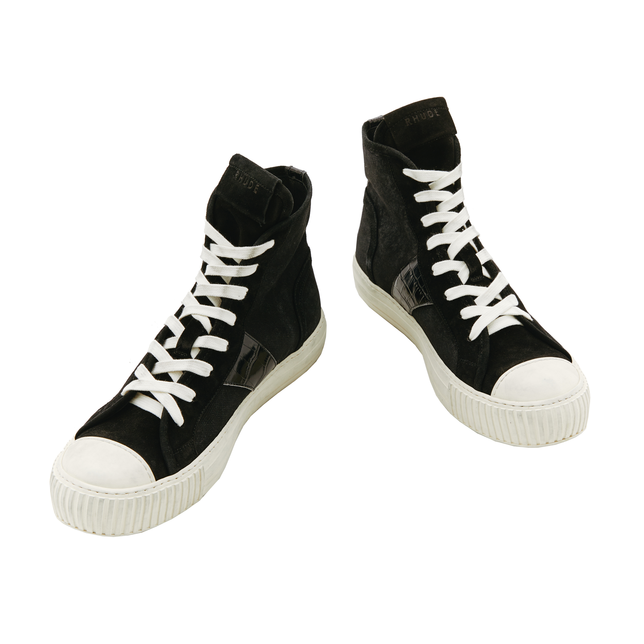 Rhude Sneakers With Leather Inserts In Black