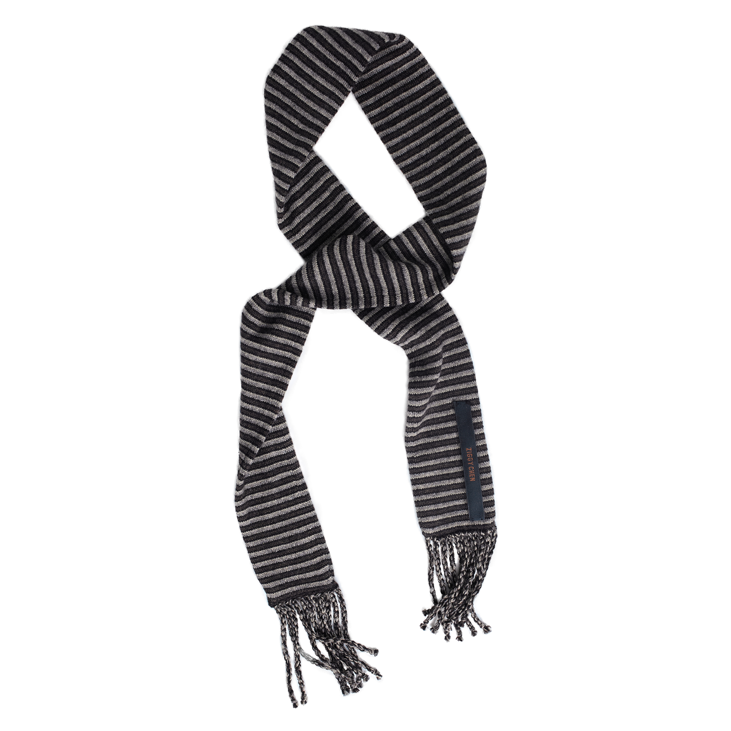 Ziggy Chen Cashmere scarf with a textured stripe