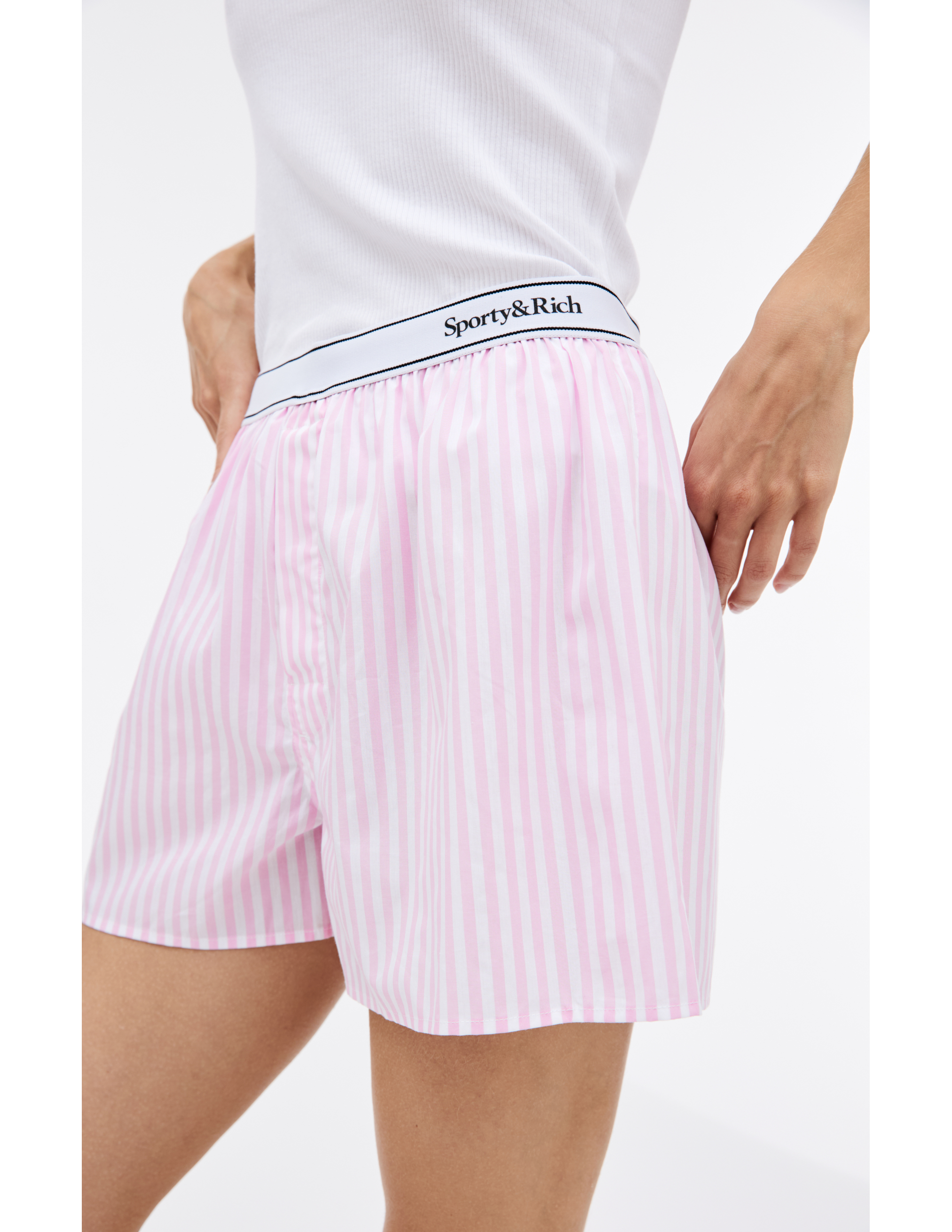 Shop Sporty And Rich Logo Boxer Shorts In Pink