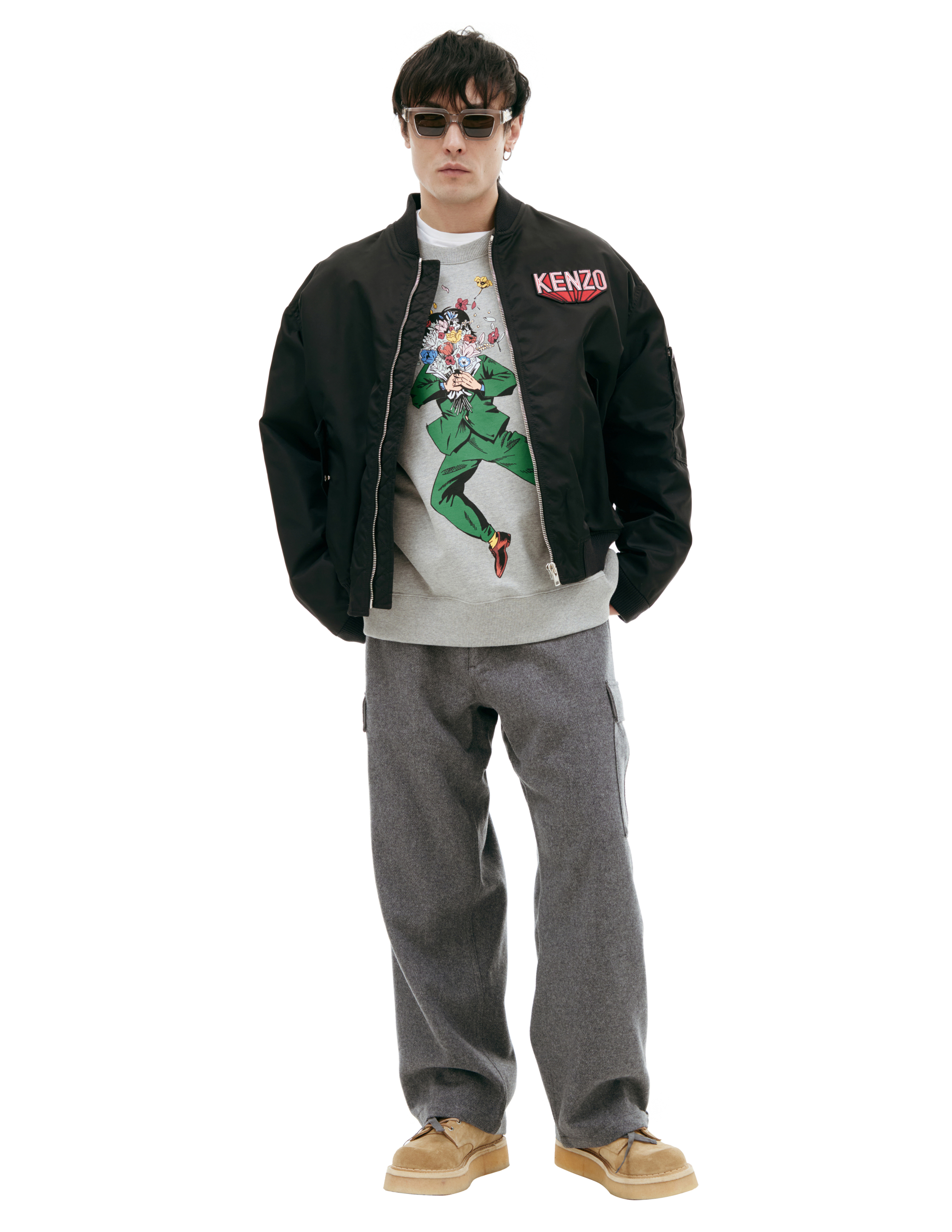 Kenzo Black Jacket With Patch In Black
