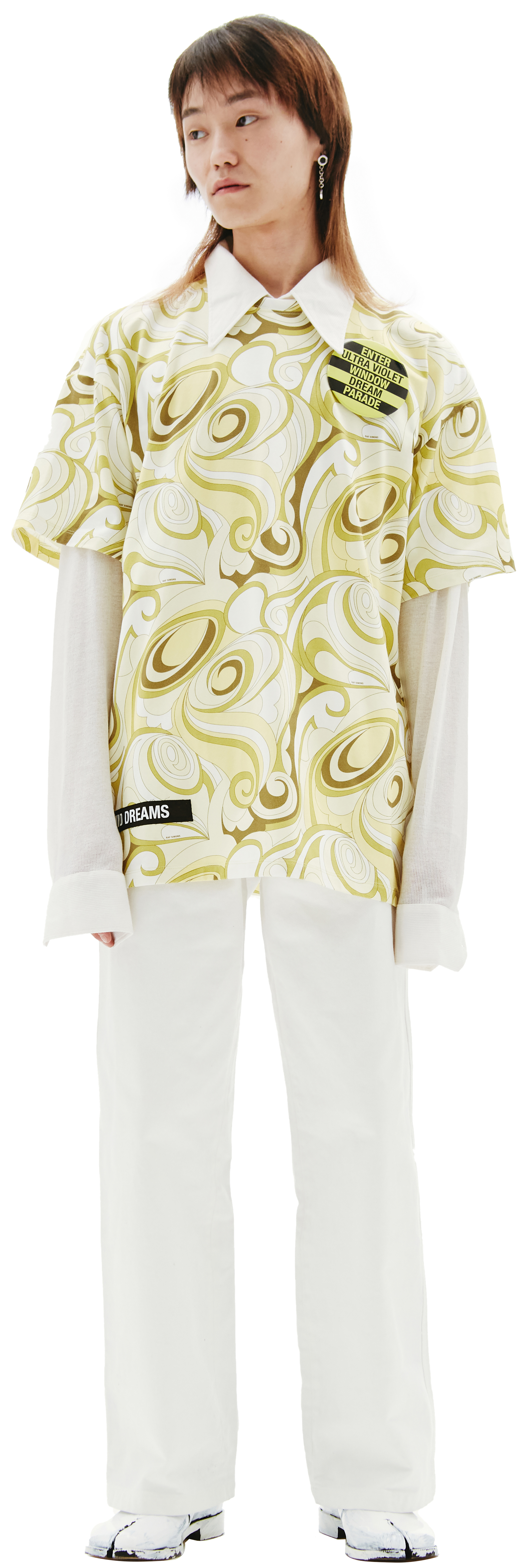 Buy Raf Simons men yellow cotton t-shirt for $490 online on SV77