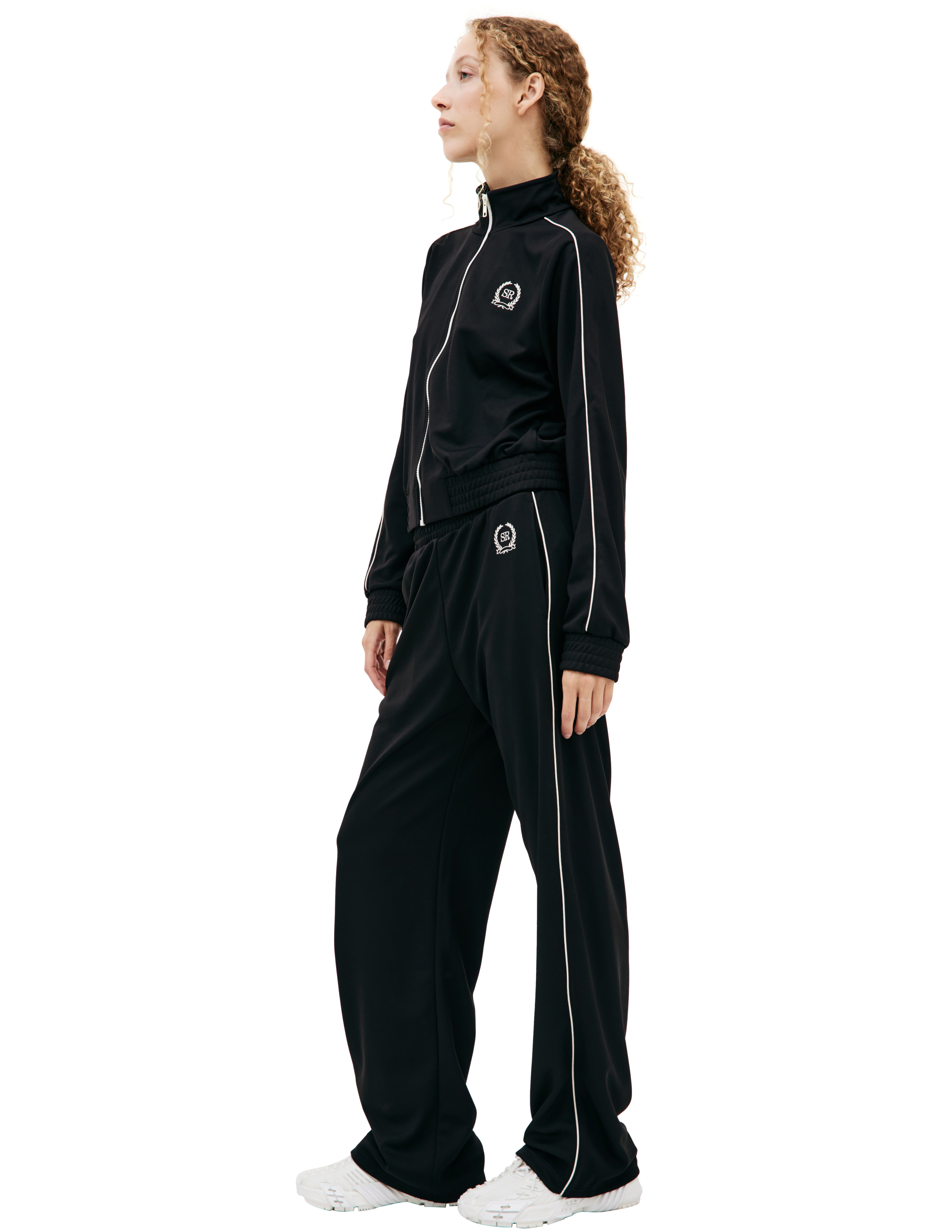 Shop Sporty And Rich Embroidered Track Jacket In Black