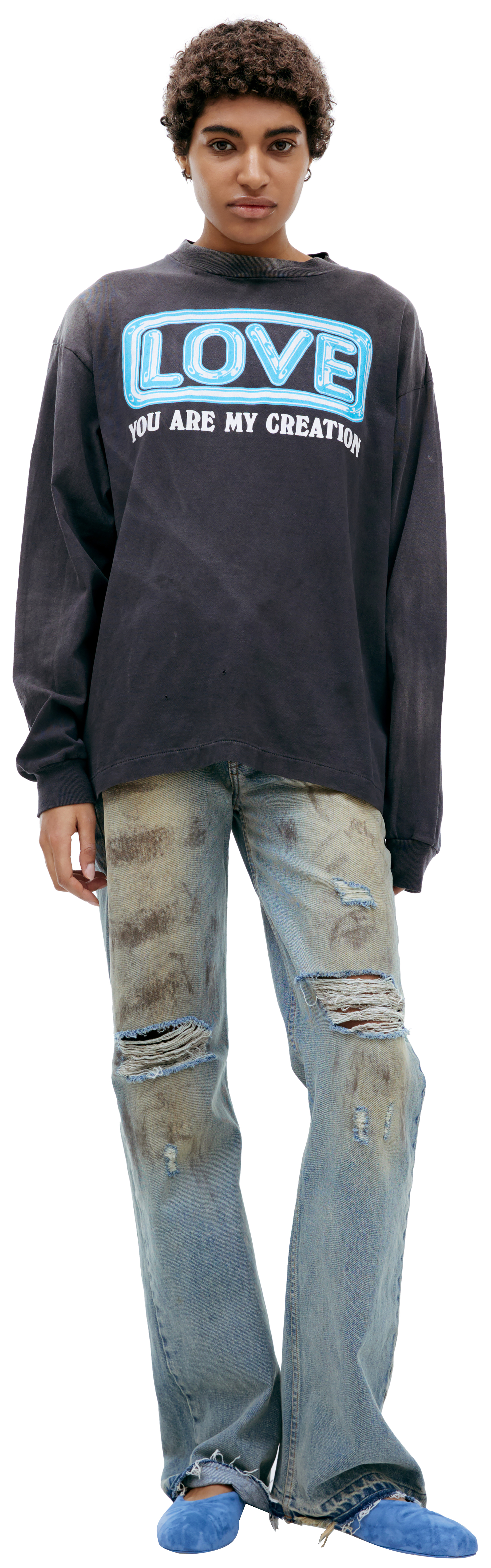 Buy Saint Mxxxxxx women black 'love' print longsleeve for $393
