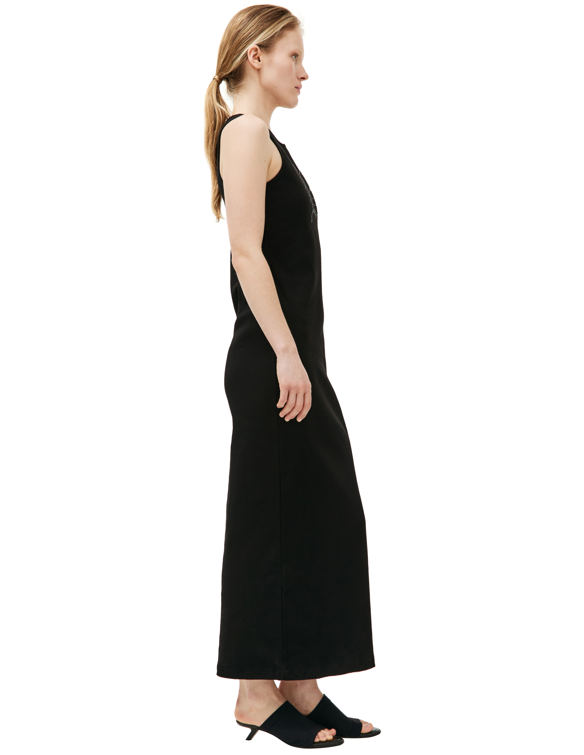 Shop Blumarine Rib Knit Midi Dress In Black