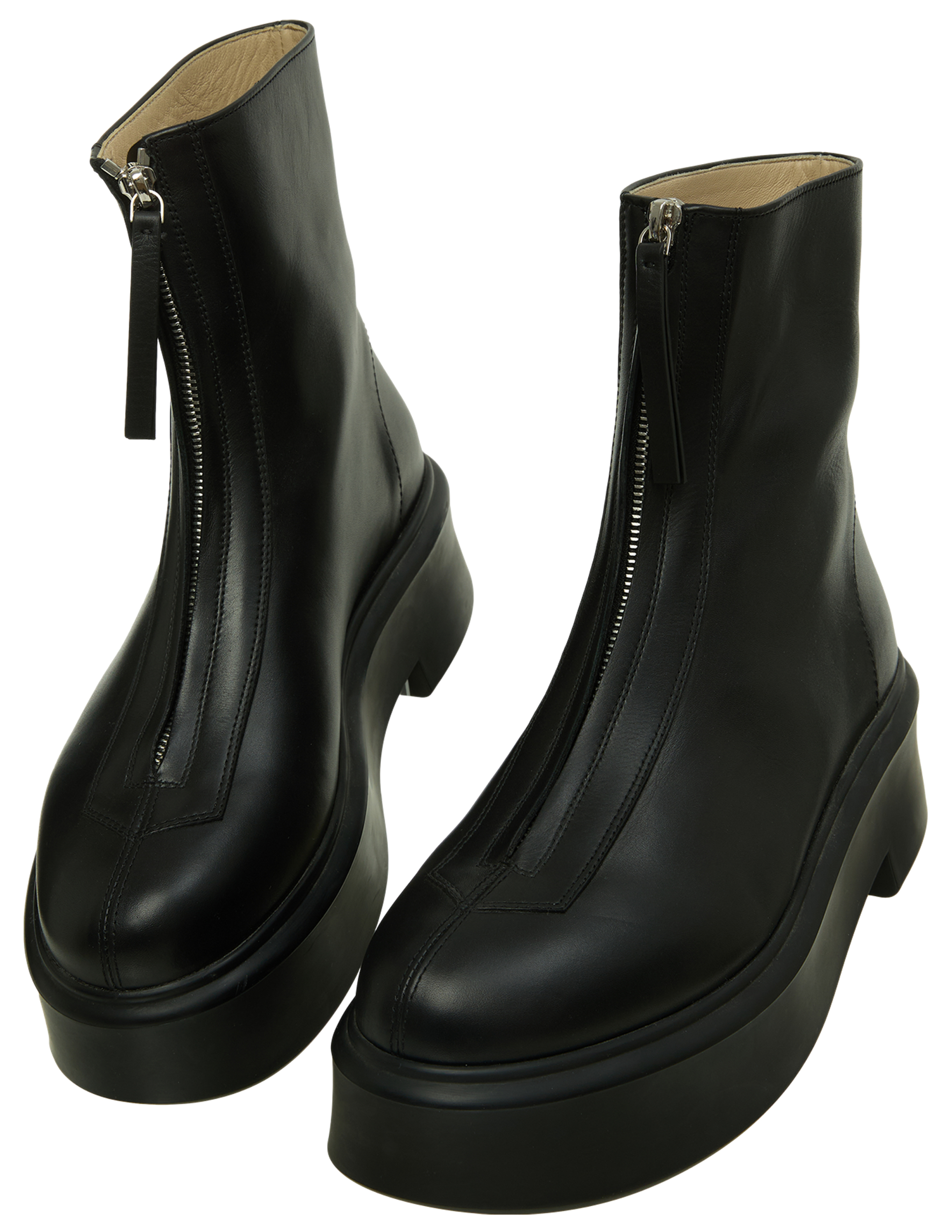 The Row Leather Boots With Zipper In Black
